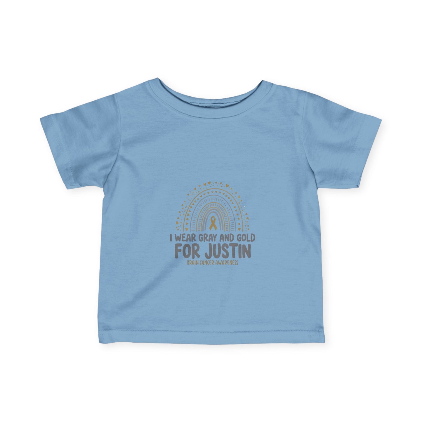 INFANT JUSTIN Tee - Gray and Gold for Justin - Brain Cancer Awareness