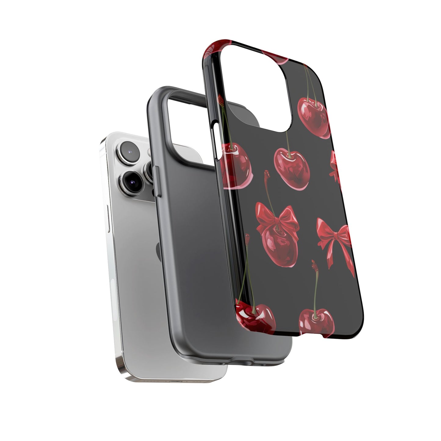 Coquette-Cherry Print Tough Phone Case - Stylish & Durable Protection