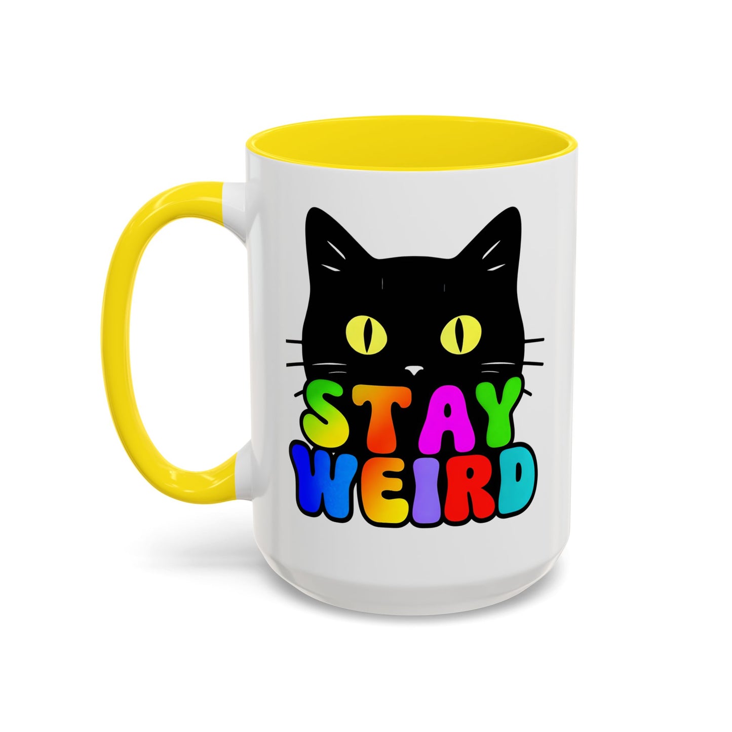 Stay Weird Cat Accent Coffee Mug | Fun Colorful Design for Cat Lovers