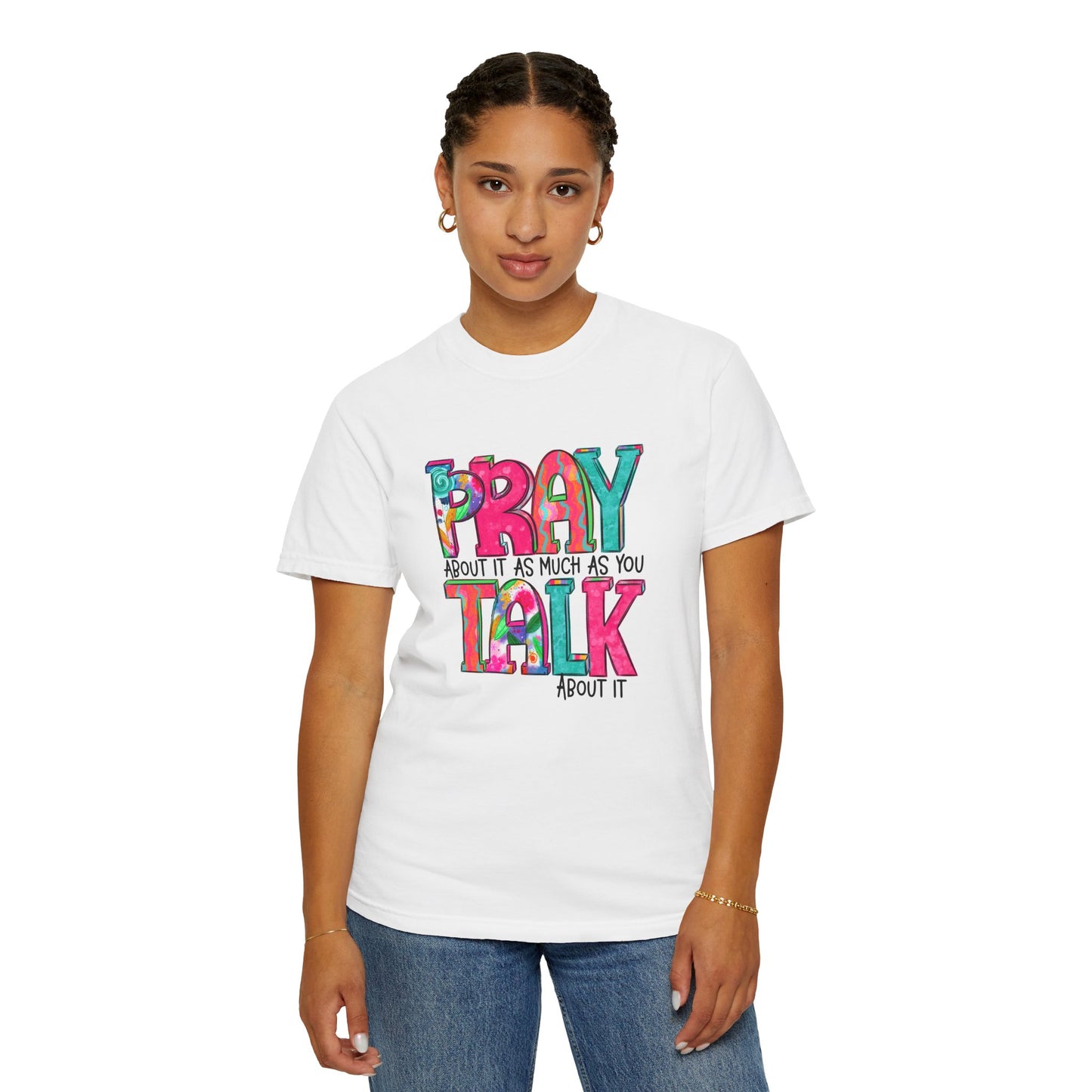 Colorful Unisex T-Shirt - 'Pray About It, Talk About It' Inspirational Design
