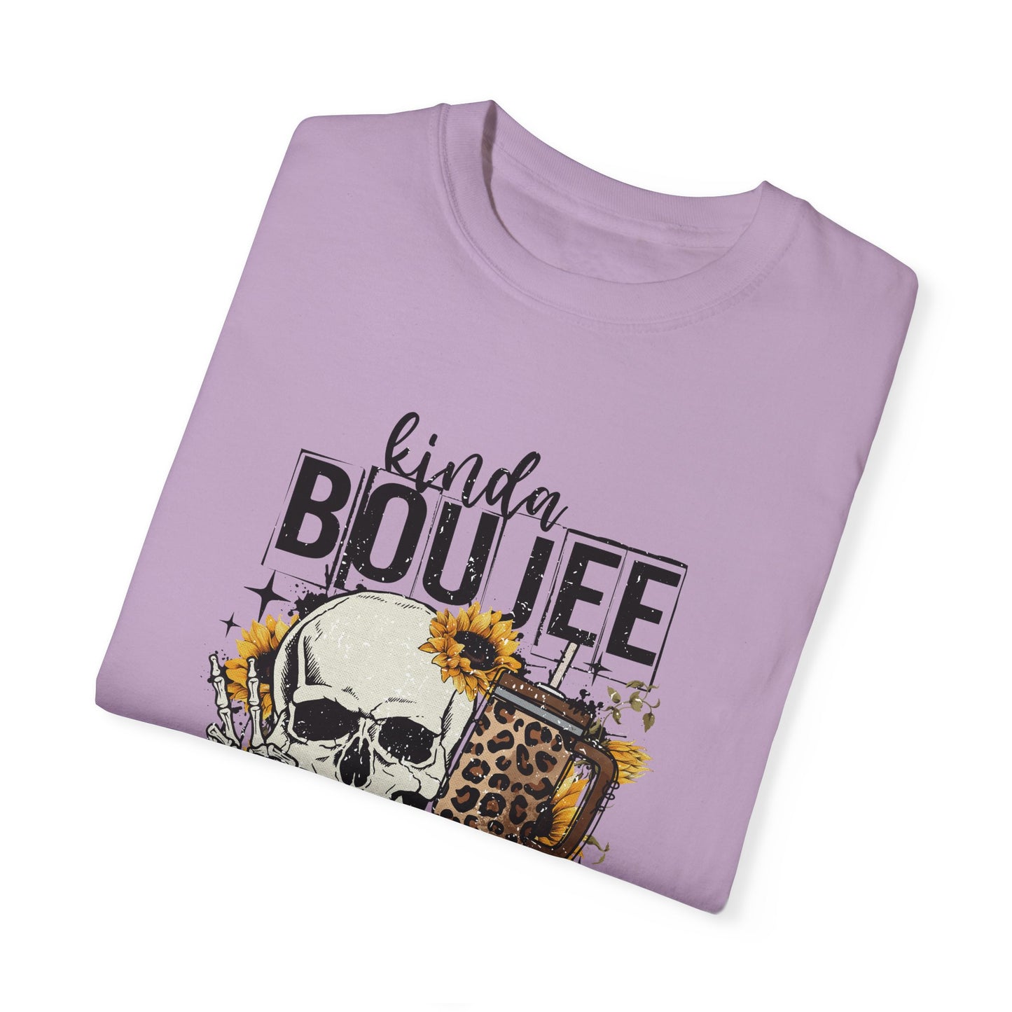 Kinda Boujee Kinda Broke Black Unisex Garment-Dyed T-shirt - Trendy Casual Wear for Cool Vibes