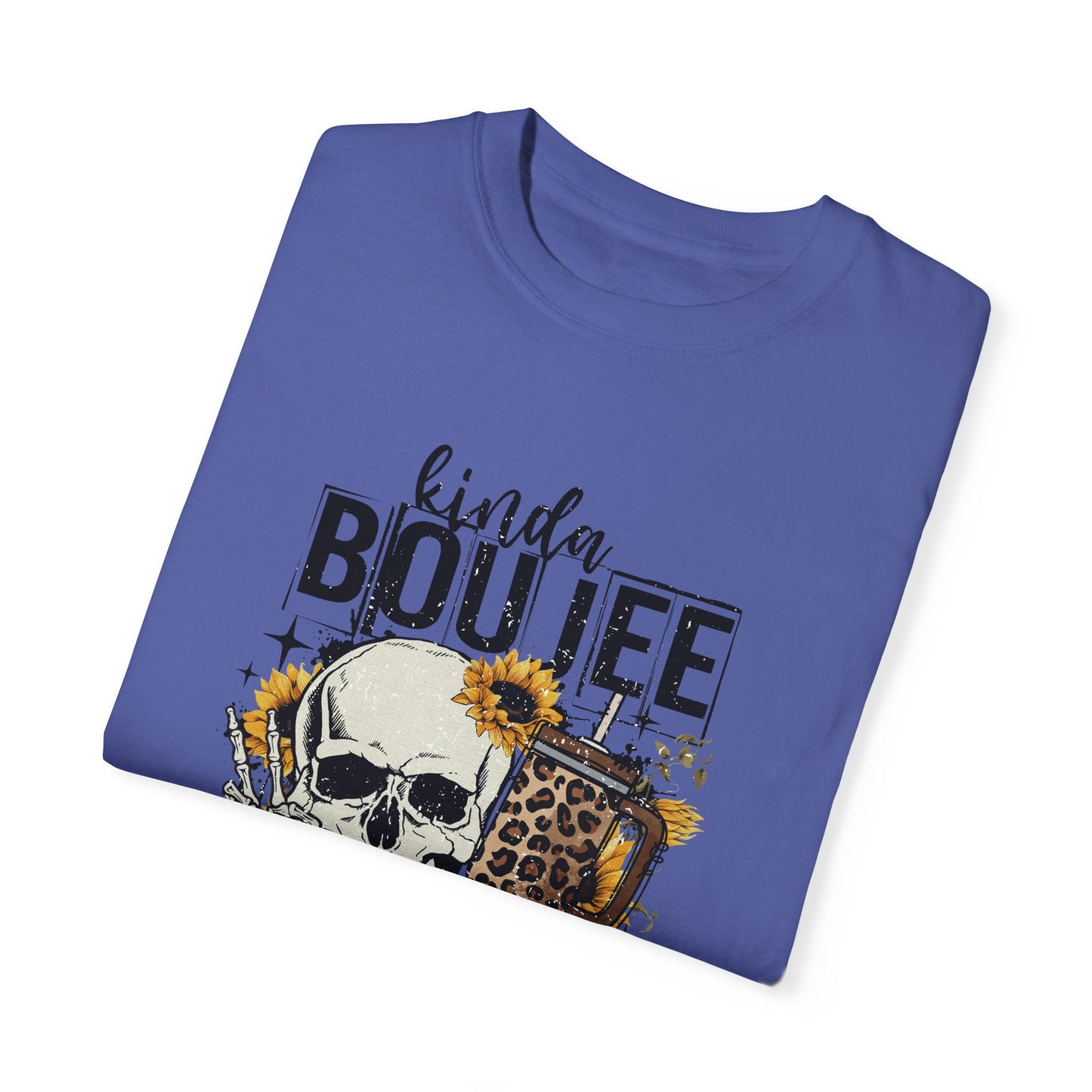 Kinda Boujee Kinda Broke Black Unisex Garment-Dyed T-shirt - Trendy Casual Wear for Cool Vibes