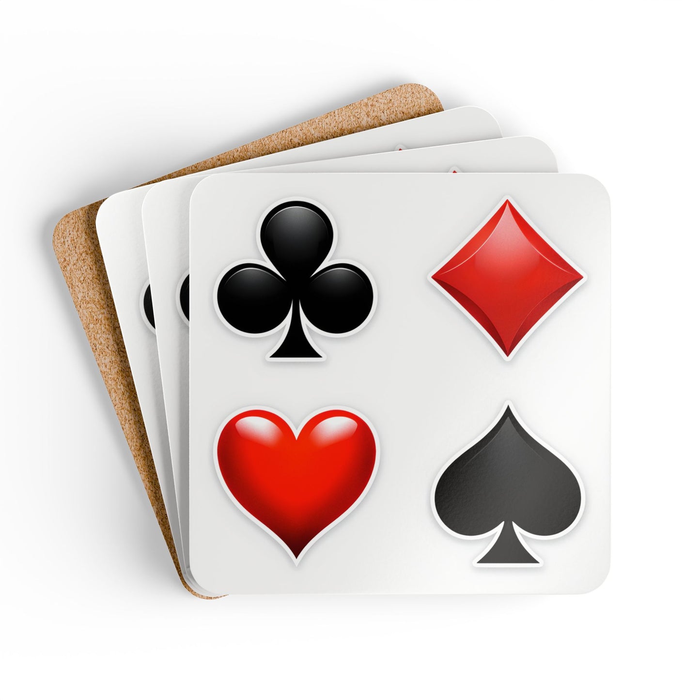 Playing Card Corkwood Coaster Set - Unique Poker-themed Drink Coasters
