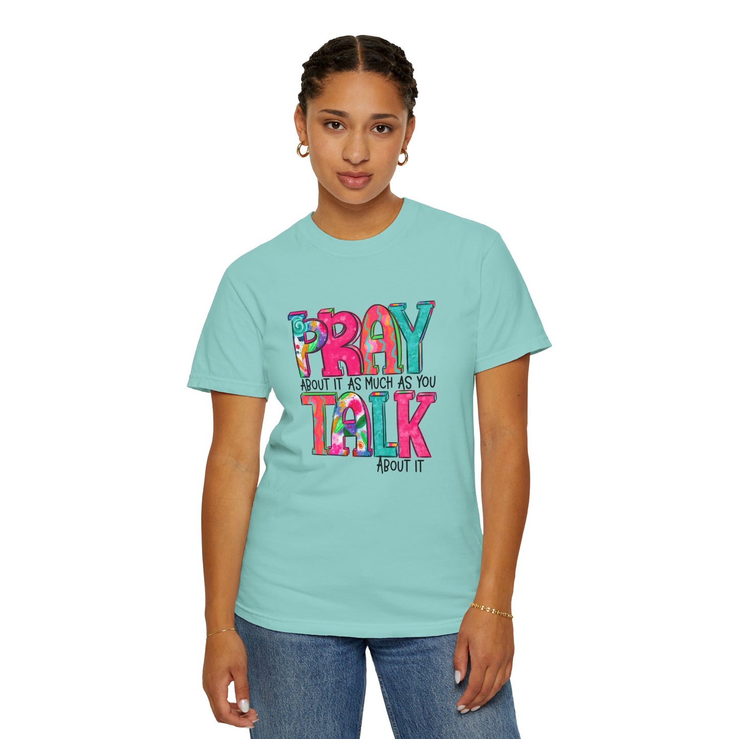 Colorful Unisex T-Shirt - 'Pray About It, Talk About It' Inspirational Design