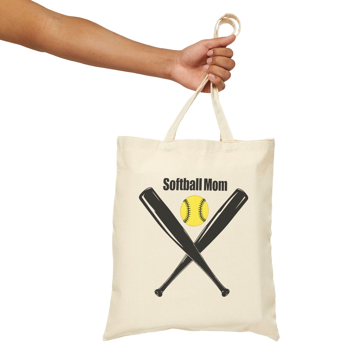 Softball Mom Cotton Canvas Tote Bag - Perfect for Sports Events and Everyday Use