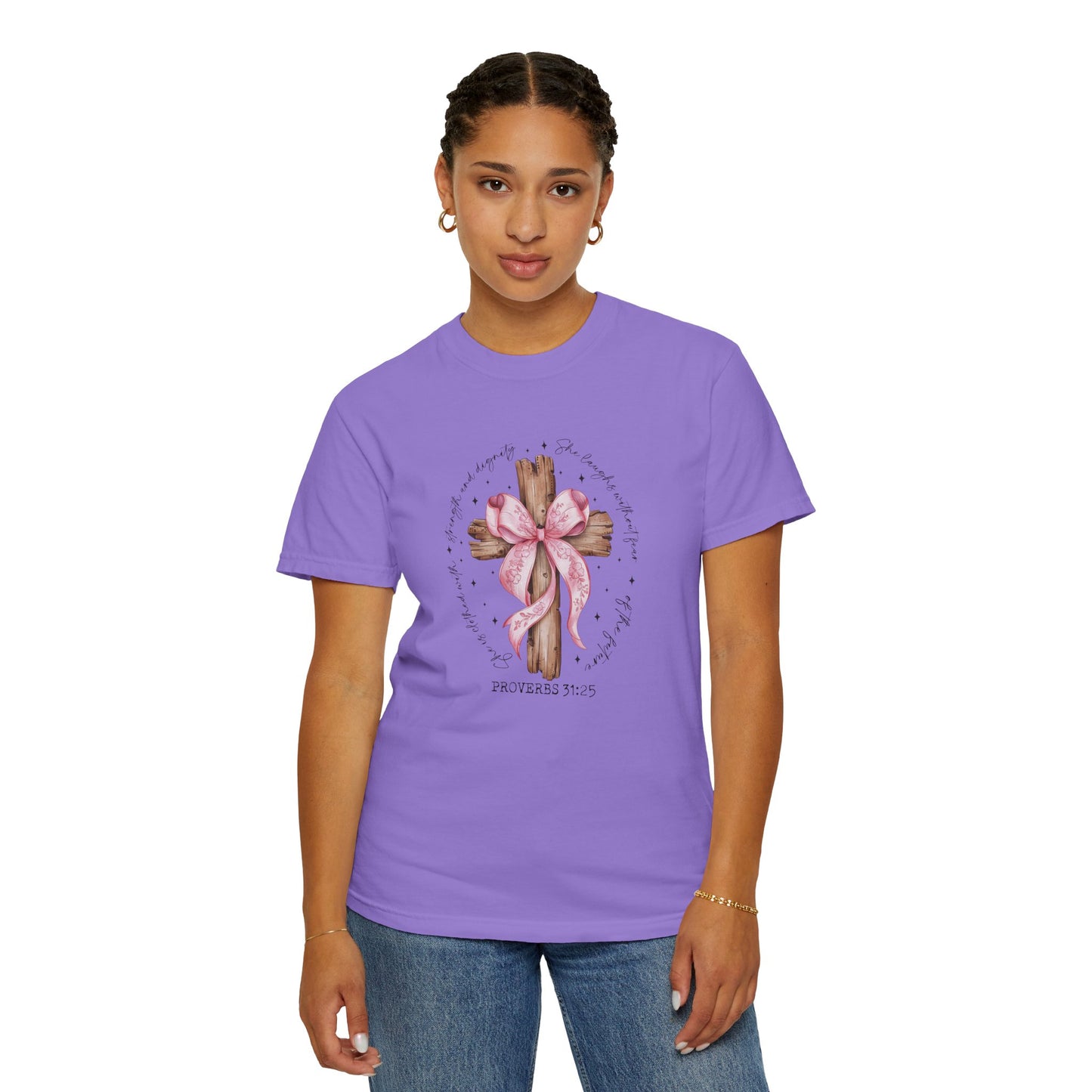 Faith-Inspired Unisex T-Shirt with Proverbs 31:25 Design Coquette