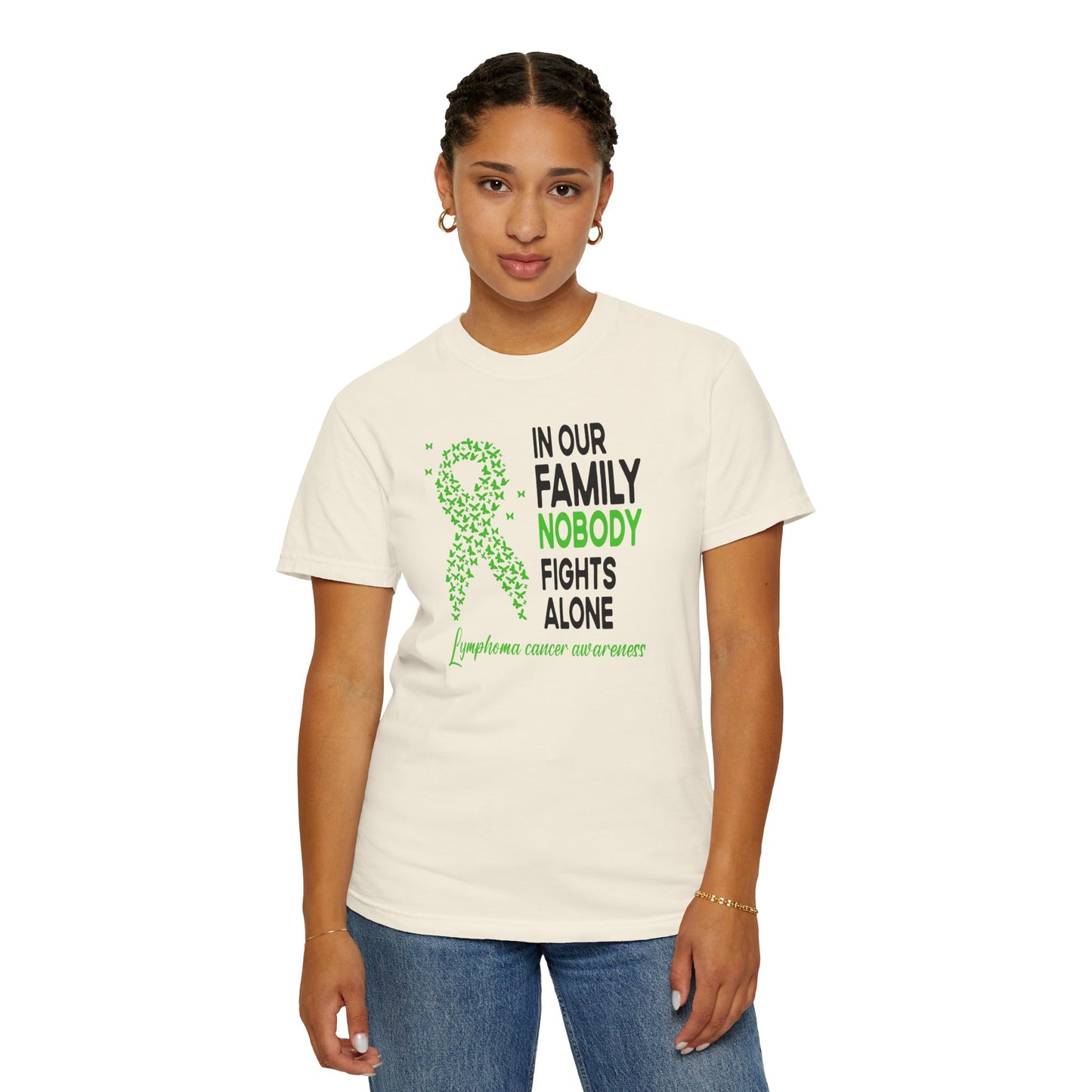 Lymphoma Awareness T-Shirt, Family Support Tee, Garment-Dyed Shirt, Cancer Awareness Apparel, Gift for Caregivers, 5K Event Shirt