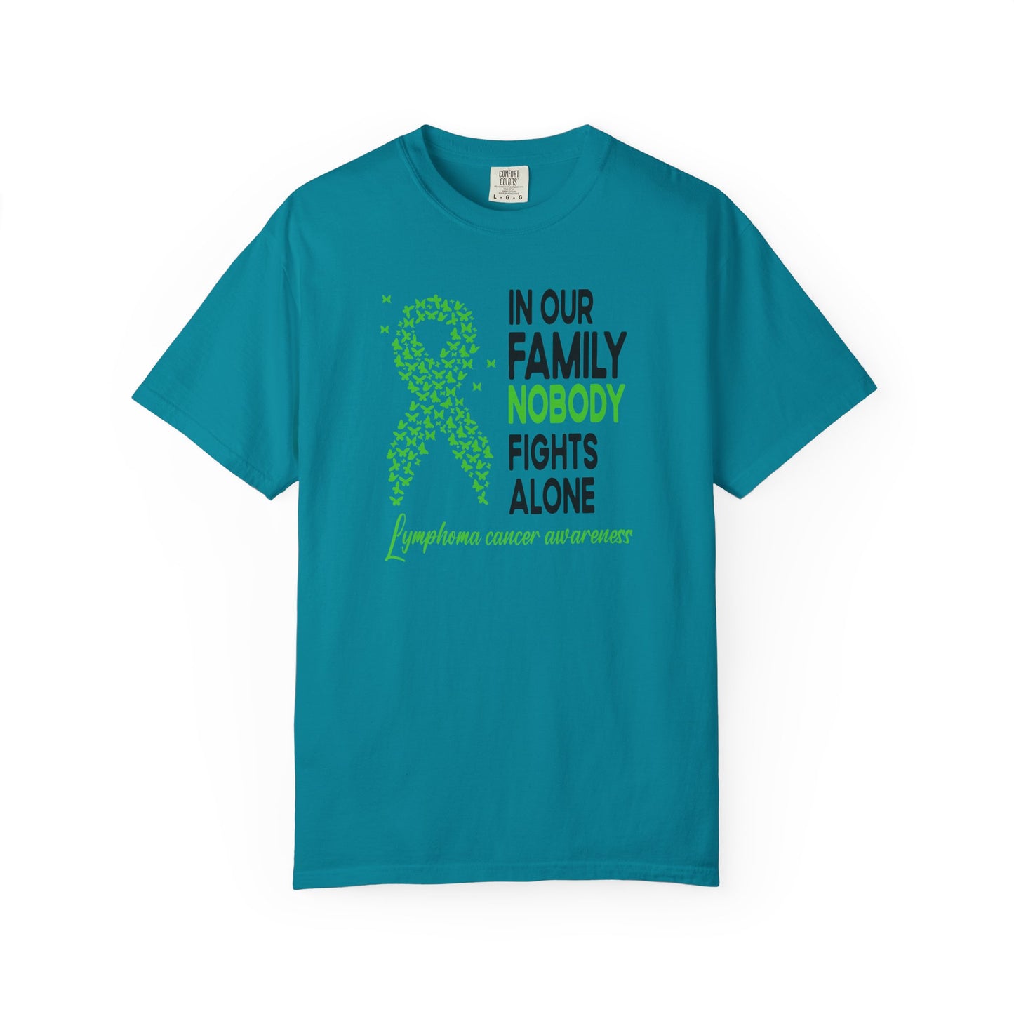 Lymphoma Awareness T-Shirt, Family Support Tee, Garment-Dyed Shirt, Cancer Awareness Apparel, Gift for Caregivers, 5K Event Shirt