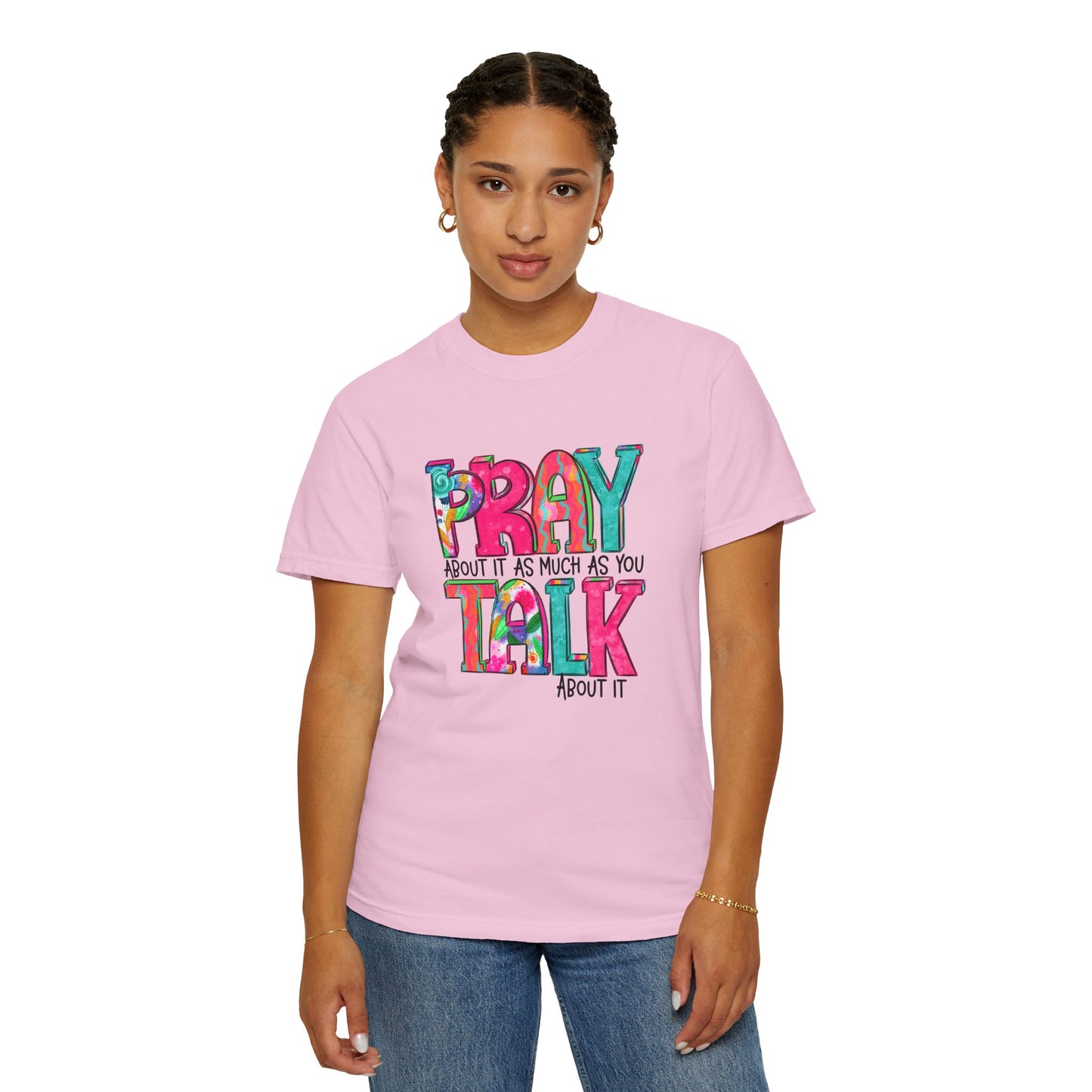 Colorful Unisex T-Shirt - 'Pray About It, Talk About It' Inspirational Design