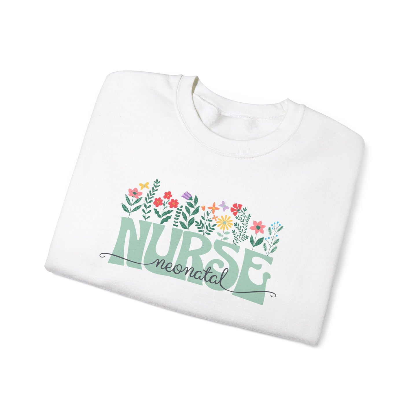 Floral Neonatal Nurse Sweatshirt - Unisex Heavy Blend™ Crewneck