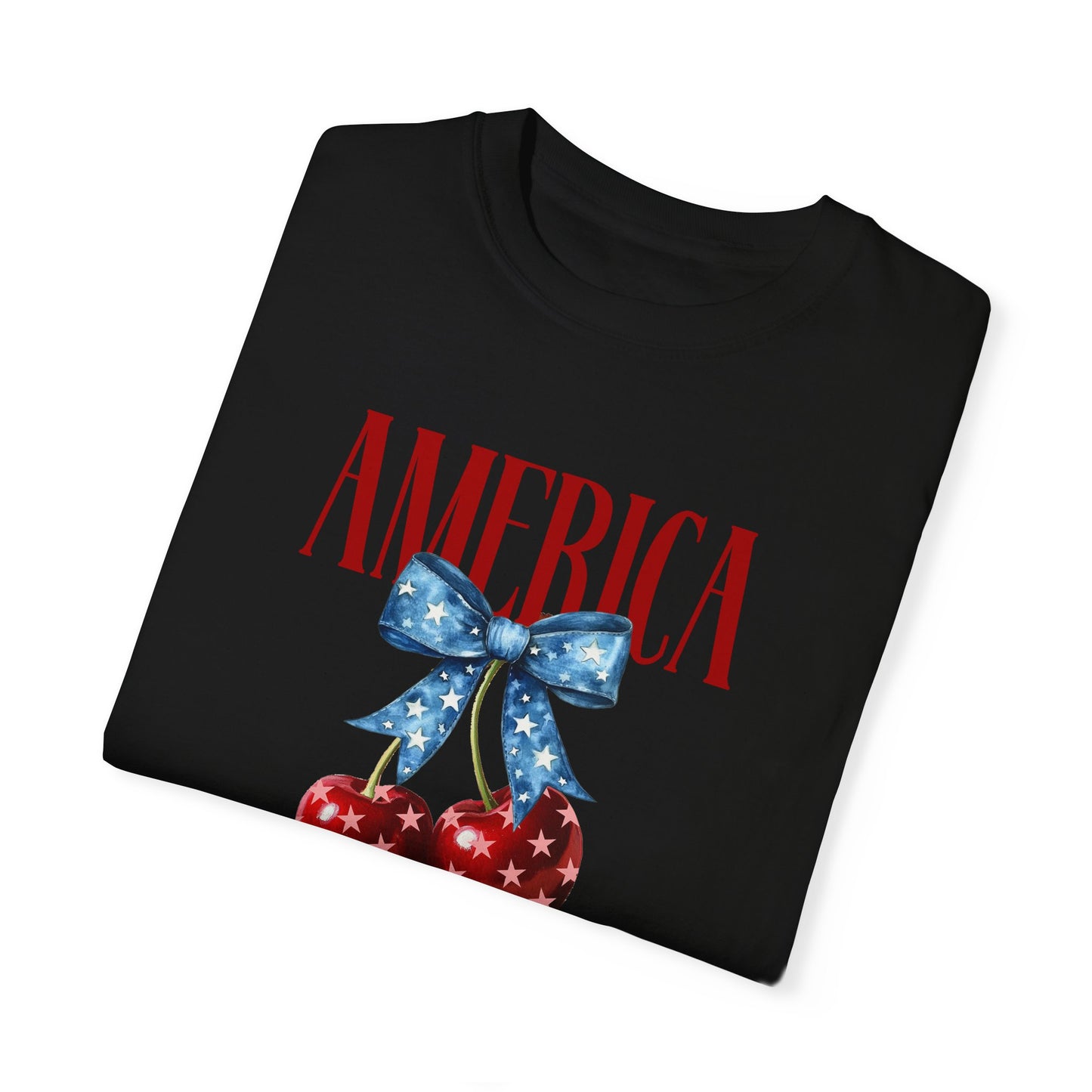 Patriotic Cherry Graphic T-Shirt for Independence Day