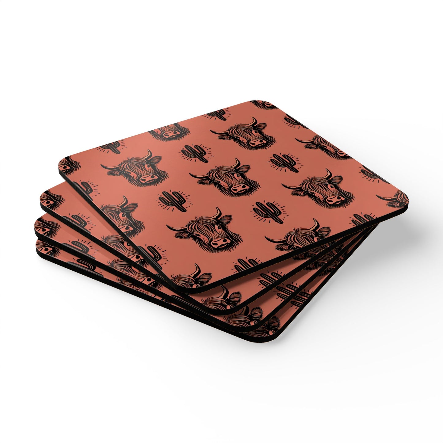 Rustic Cow Print Cork Coaster Set - Perfect for Farmhouse Decor & Gifting
