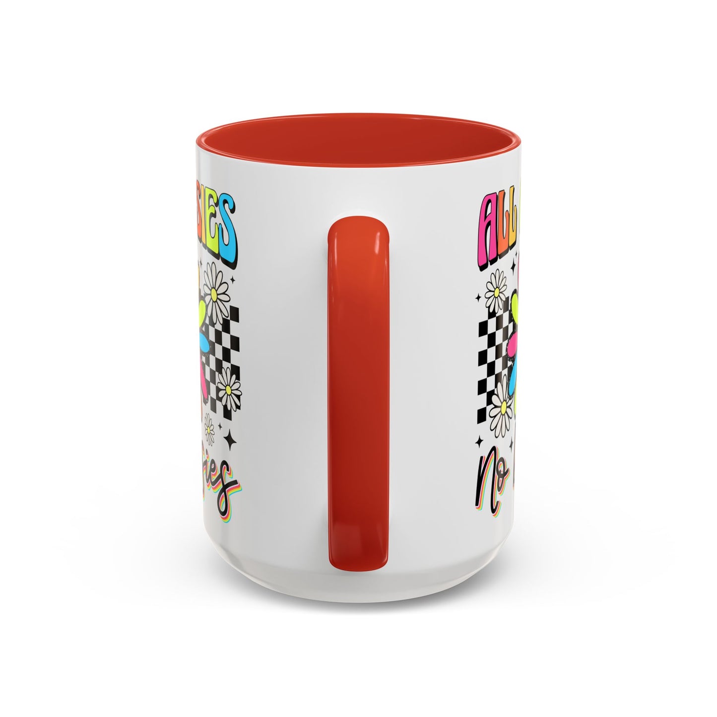 Colorful Flower Accent 15oz. Coffee Mug - 'All Oopsies, No Daisies'