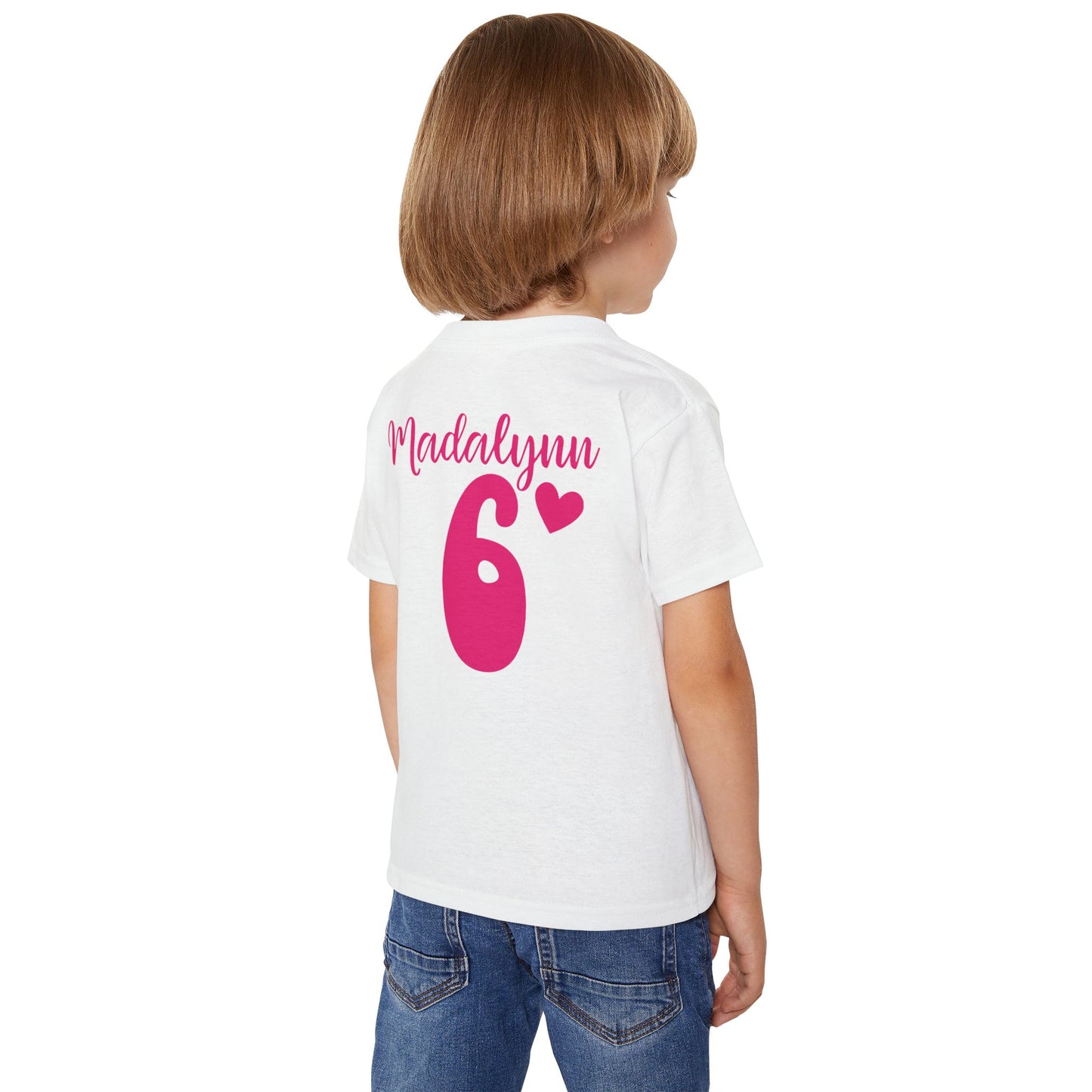 MADI (6) Birthday Girl Toddler T-Shirt - Personalized for Ages 6