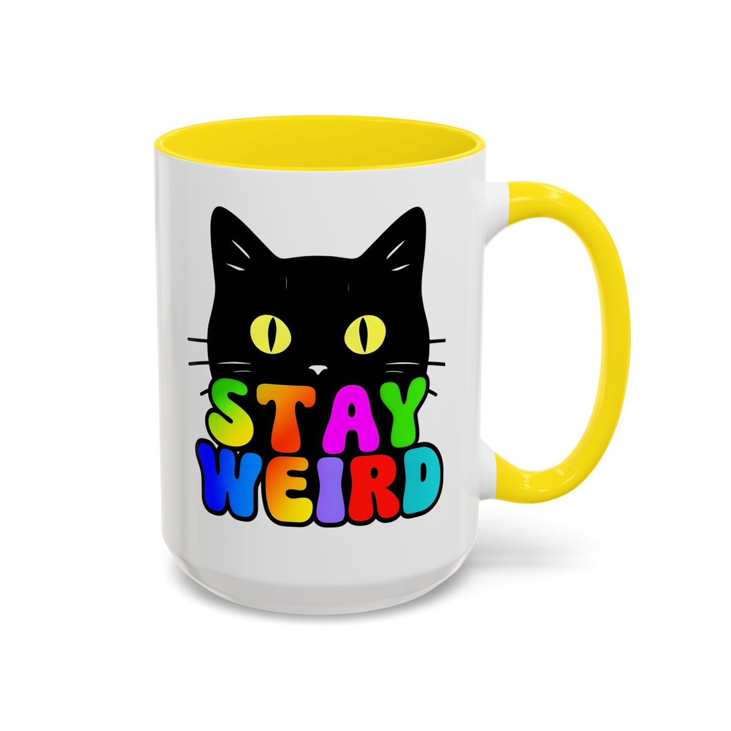 Stay Weird Cat Accent Coffee Mug | Fun Colorful Design for Cat Lovers