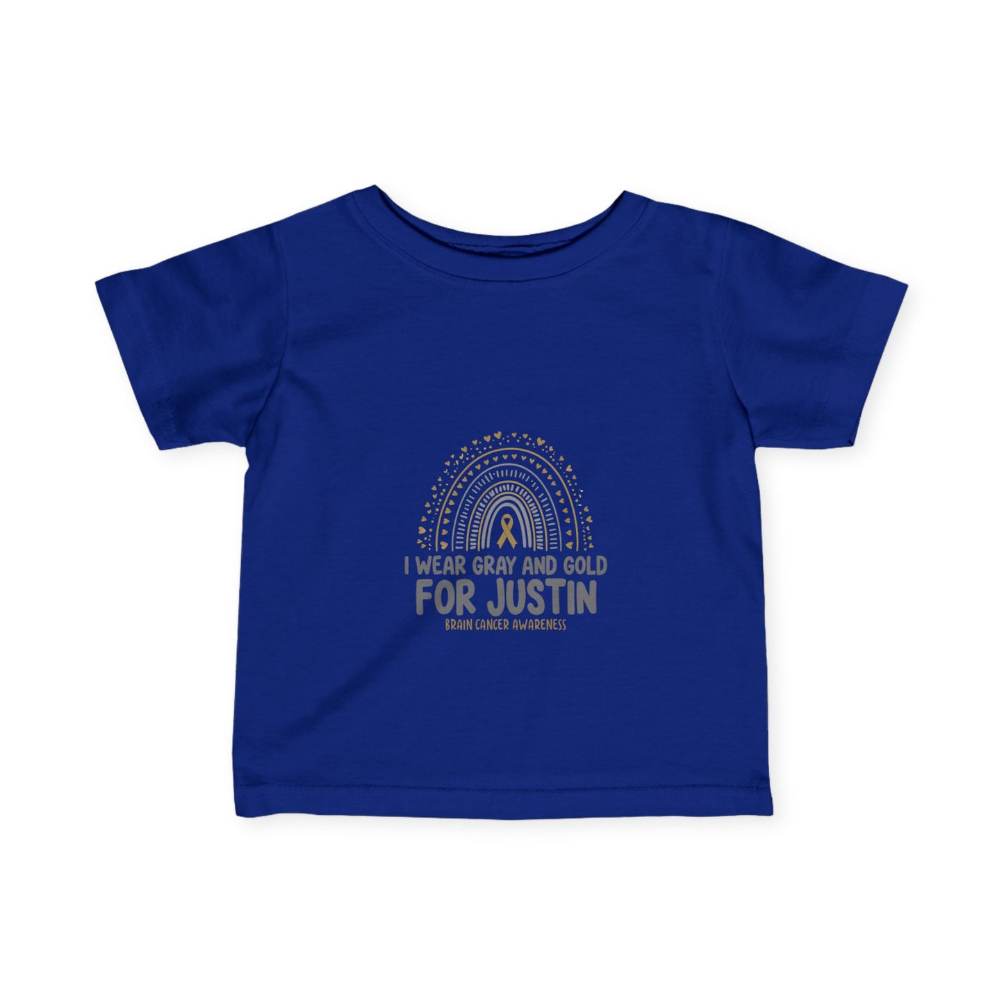 INFANT JUSTIN Tee - Gray and Gold for Justin - Brain Cancer Awareness