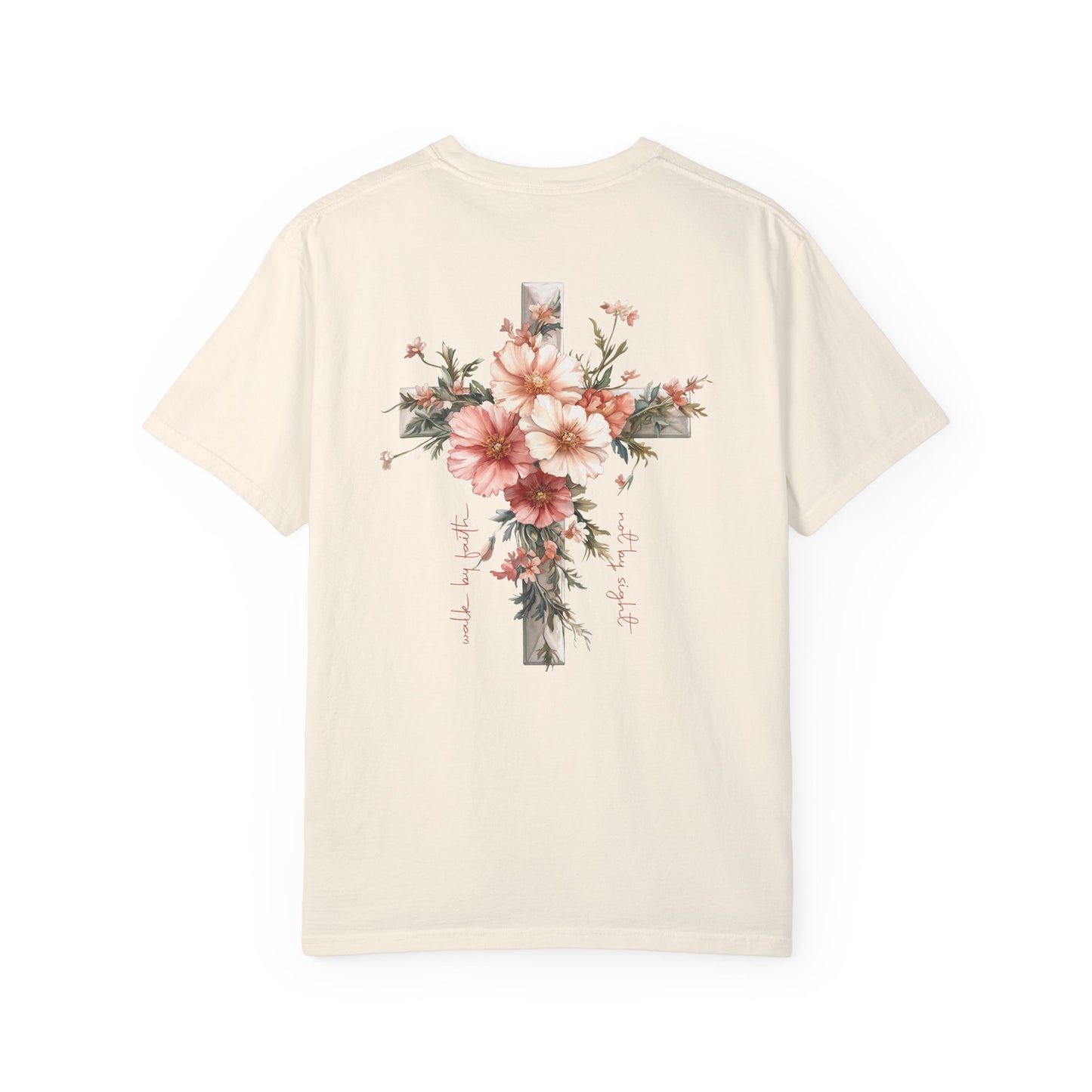 Inspirational Flower Cross T-shirt - Jesus is the Light Design