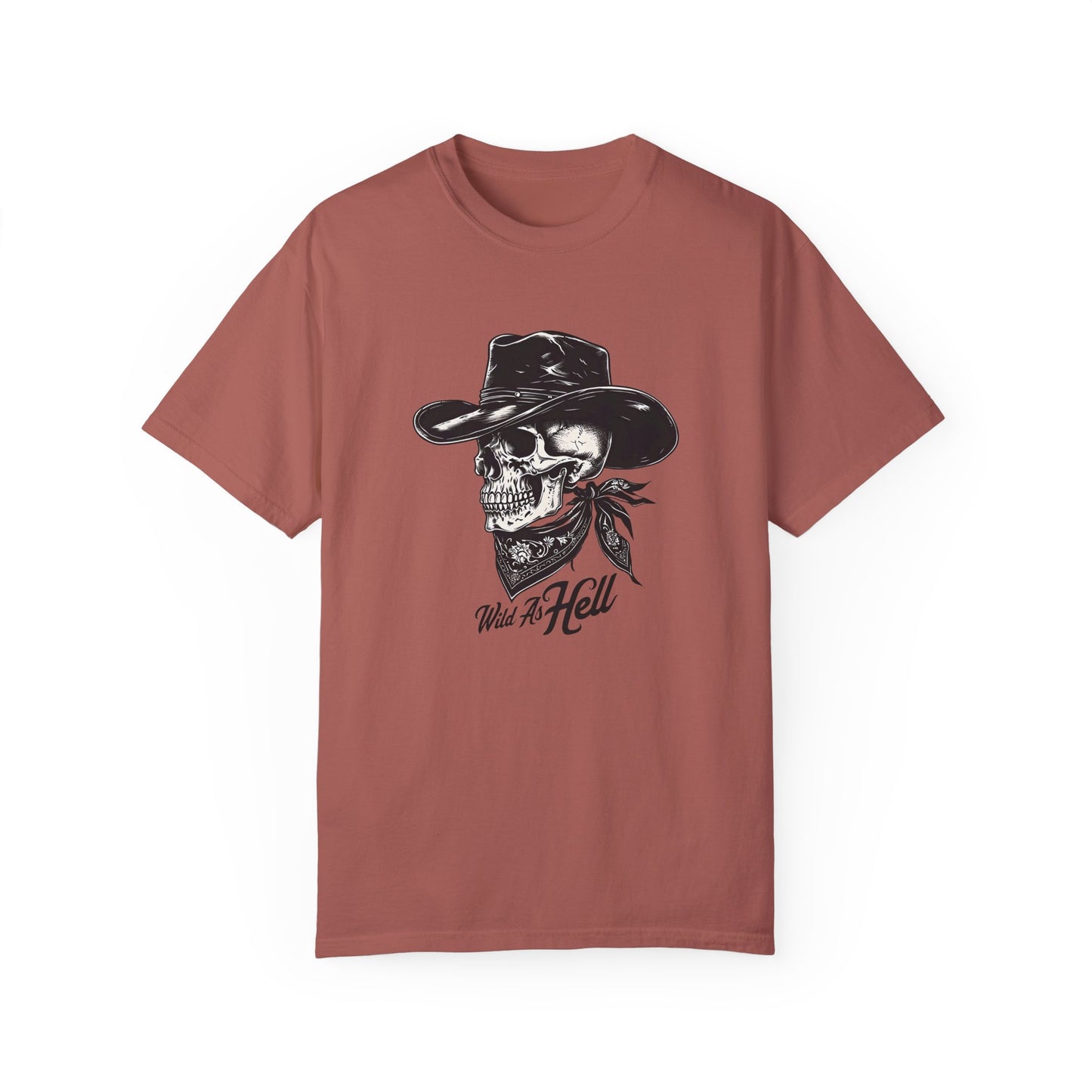 Skull Cowboy Graphic T-Shirt - Unisex Garment-Dyed Tee for Rebel Souls