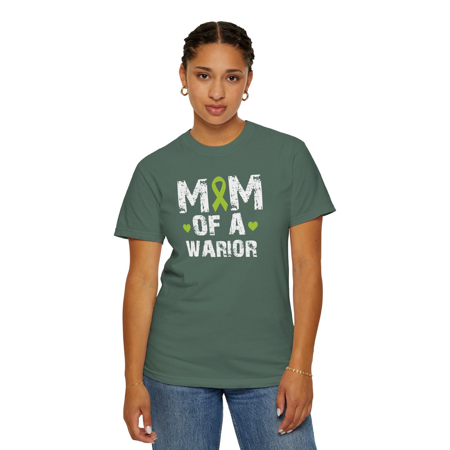 Mom of a Warrior T-Shirt, Garment-Dyed Tee for Support, Awareness Gift, Fight Against Cancer, Mother's Day Apparel