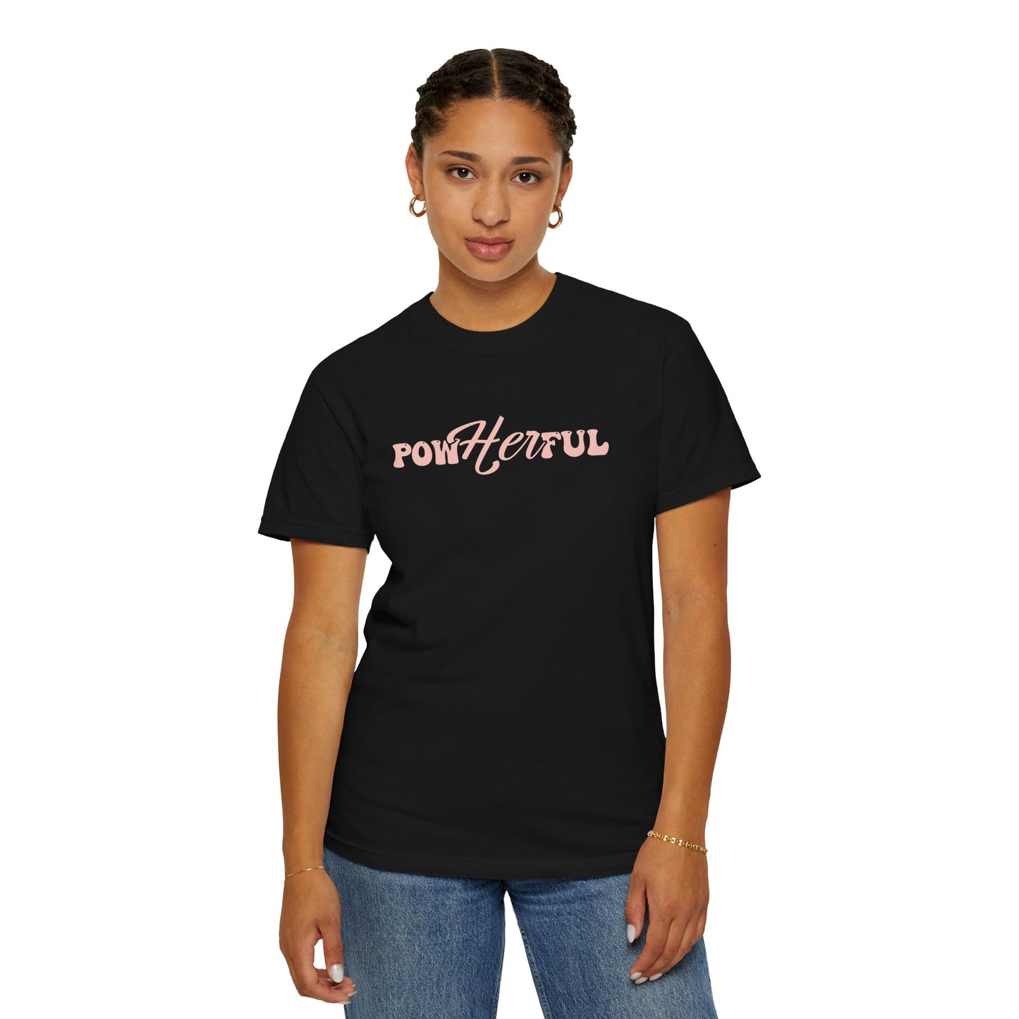 Empowerment Unisex Garment-Dyed T-Shirt - "PowHerful" & "She Overcame" Inspirational Tee