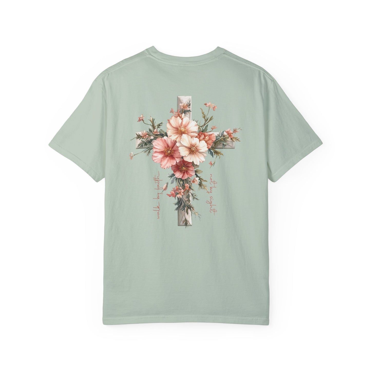 Inspirational Flower Cross T-shirt - Jesus is the Light Design