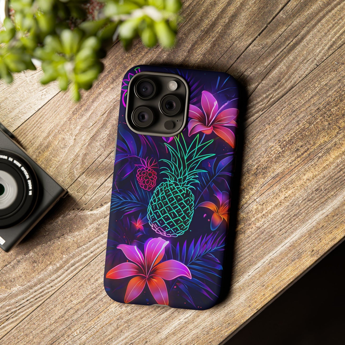 Tough Cases - Tropical Neon Floral iPhone Case