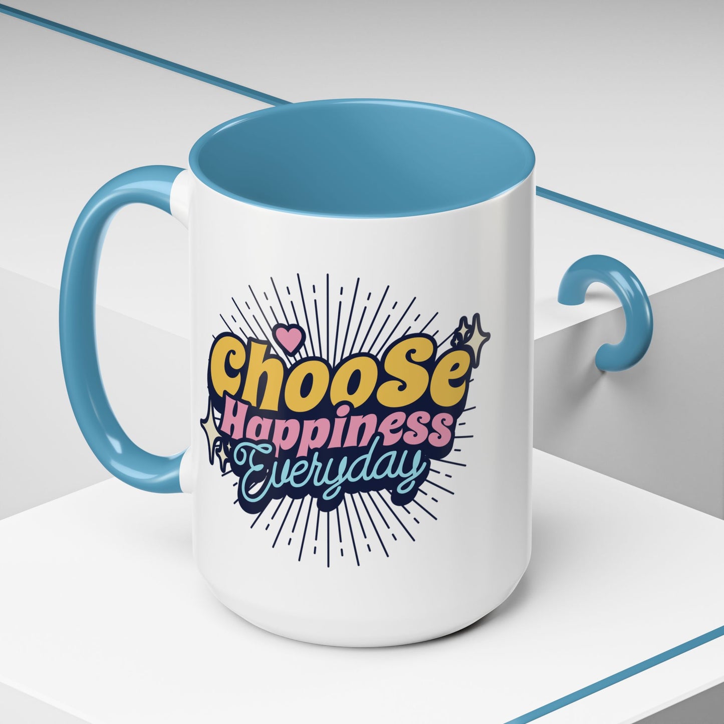 Choose Happiness Everyday 15oz Coffee Mug - Colorful Ceramic Cup for Positive Vibes
