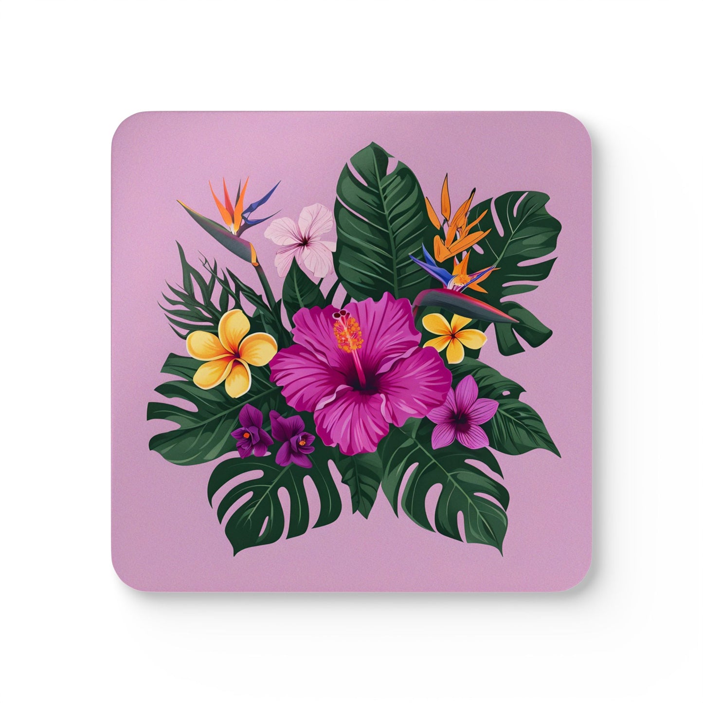 Tropical Floral Cork Coaster Set - Vibrant Home Décor for Summer Entertaining
