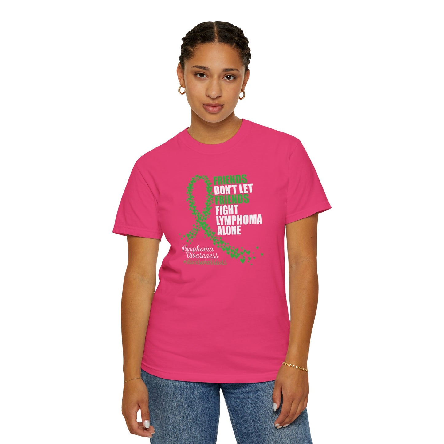 Supportive Lymphoma Awareness T-Shirt, Comfort Tee, Unisex Gift, Pink Ribbon Shirt, Friendship Tee, Cancer Awareness