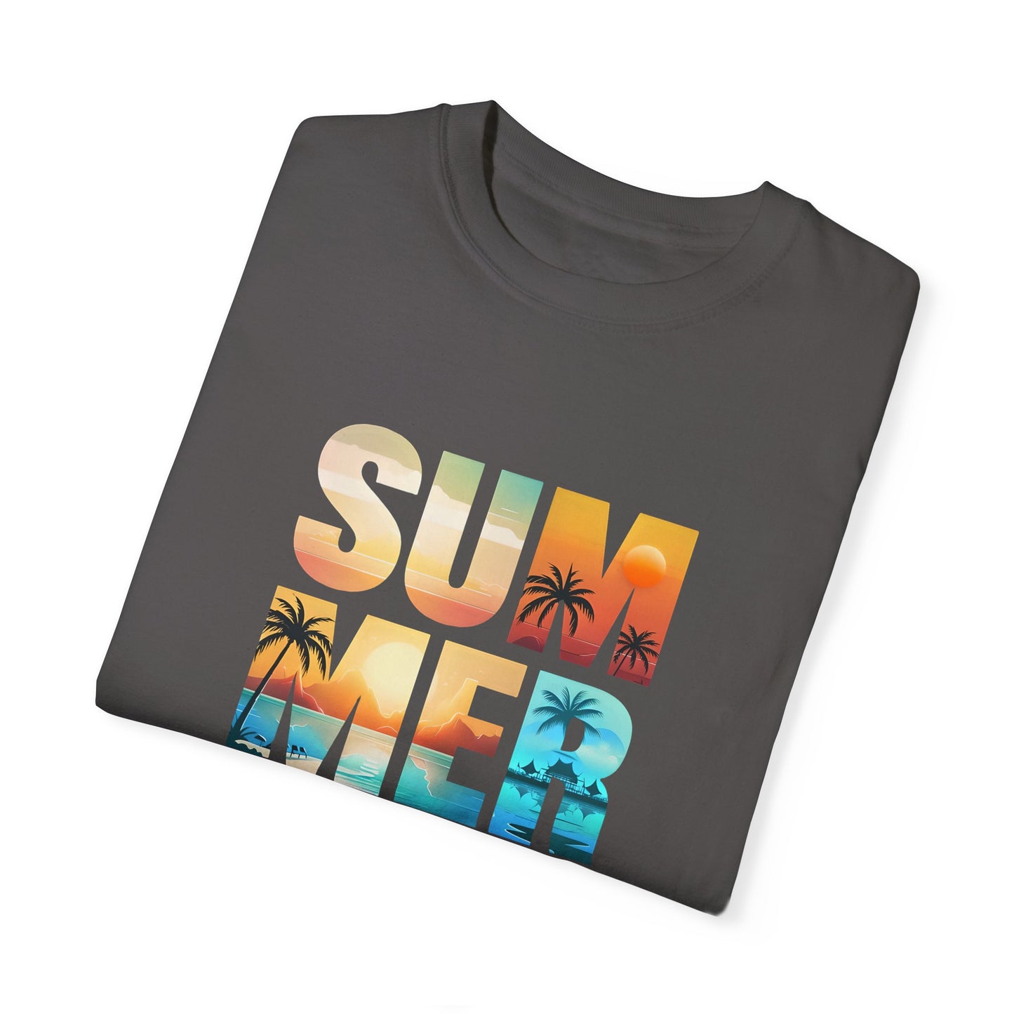 Summer Vibes Unisex Garment-Dyed T-shirt - Relaxed Beach Style Tee