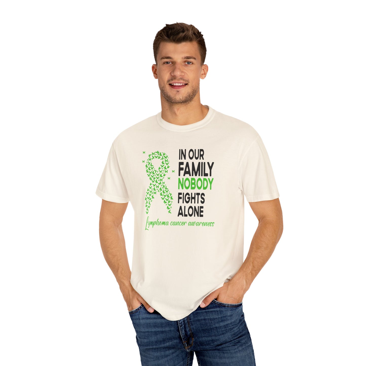 Lymphoma Awareness T-Shirt, Family Support Tee, Garment-Dyed Shirt, Cancer Awareness Apparel, Gift for Caregivers, 5K Event Shirt