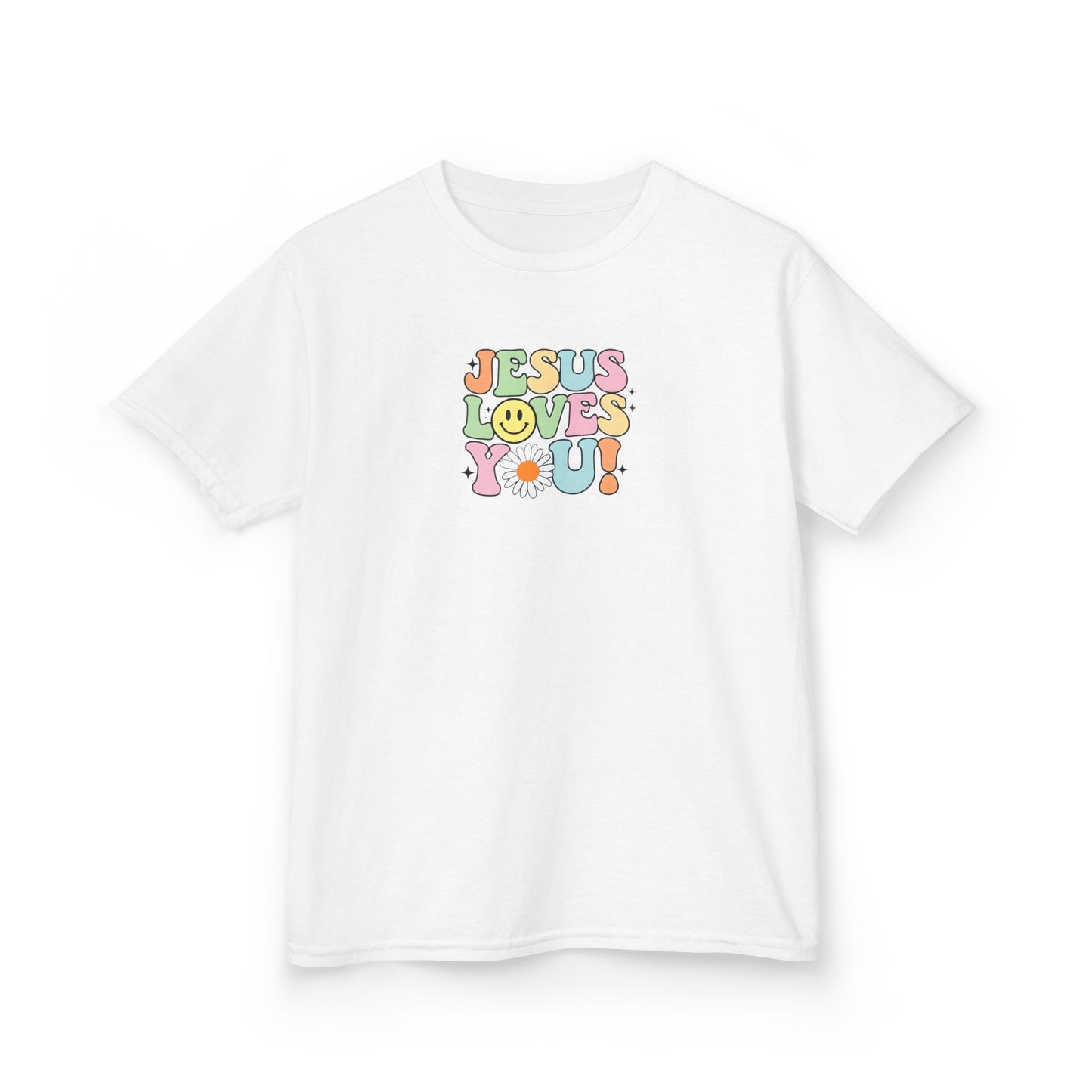 Kids Jesus Loves You Tee - Heavy Cotton T-Shirt for Boys & Girls