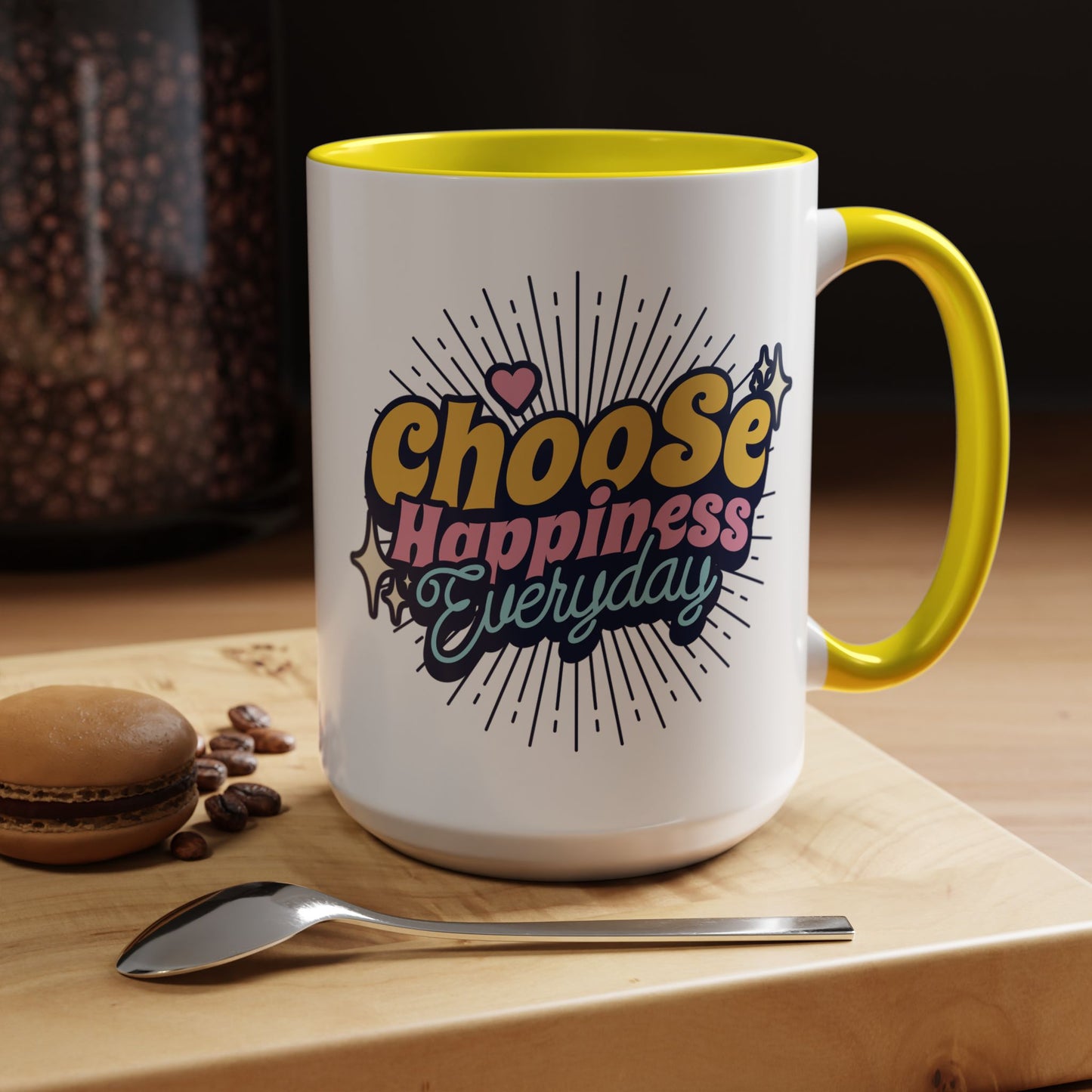 Choose Happiness Everyday 15oz Coffee Mug - Colorful Ceramic Cup for Positive Vibes