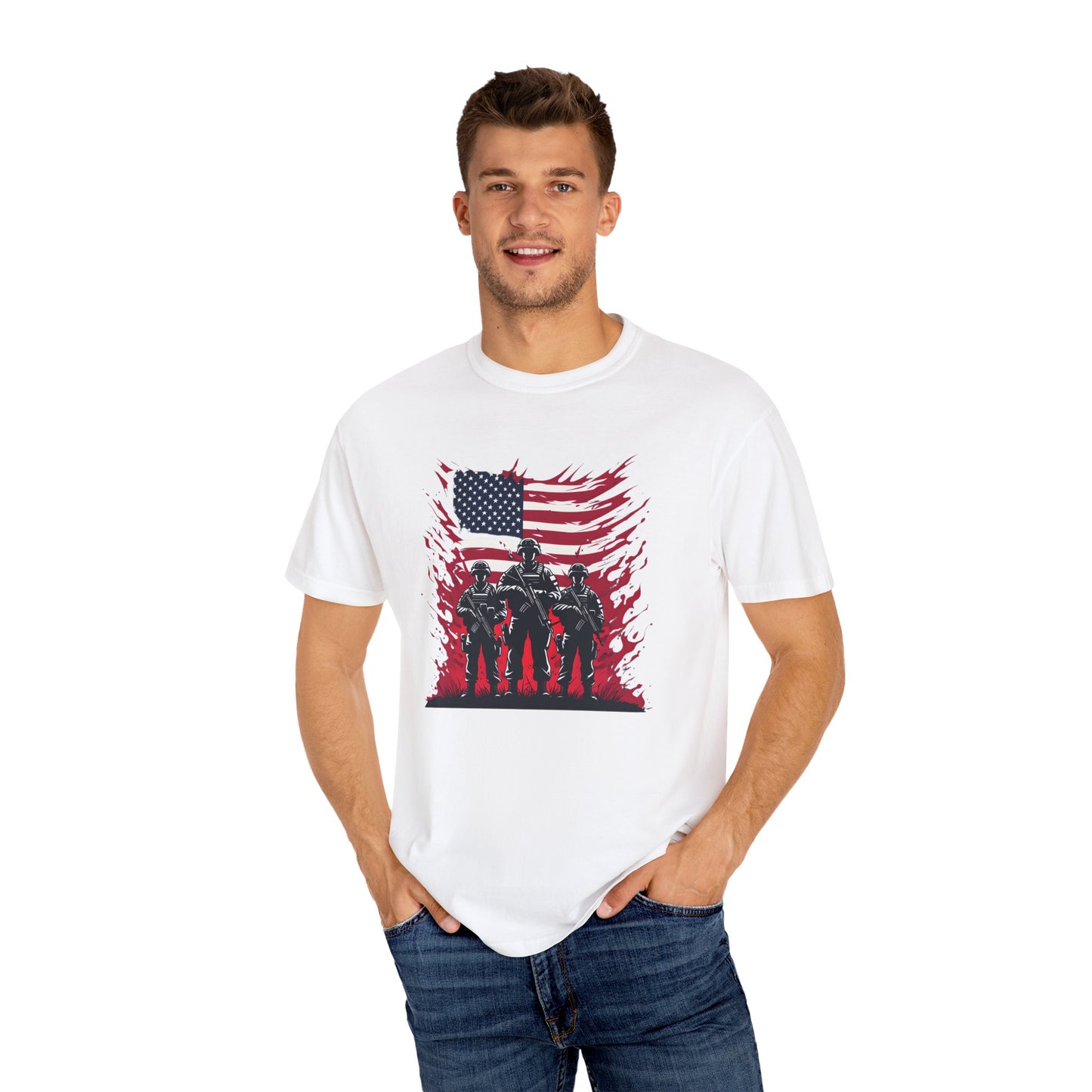 Patriotic Men’s Garment-Dyed T-Shirt | American Flag Design