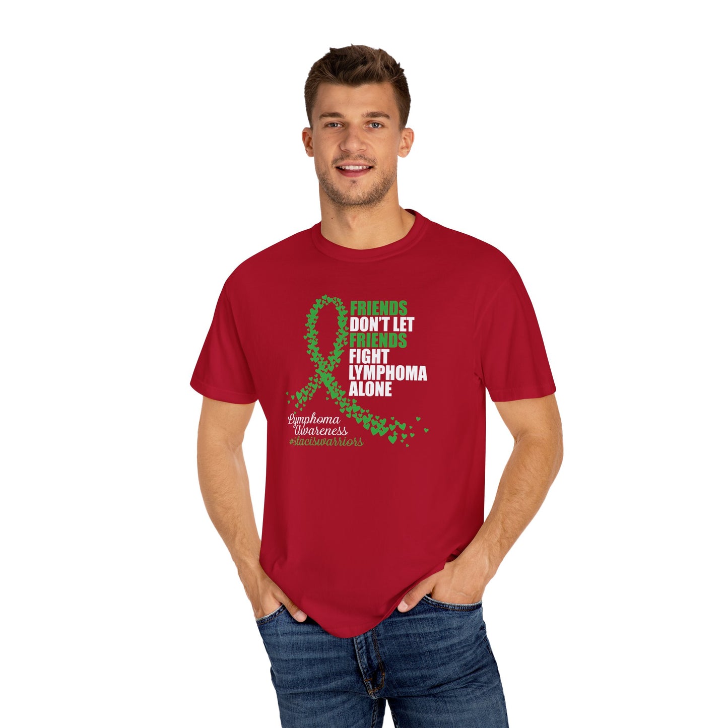 Supportive Lymphoma Awareness T-Shirt, Comfort Tee, Unisex Gift, Pink Ribbon Shirt, Friendship Tee, Cancer Awareness
