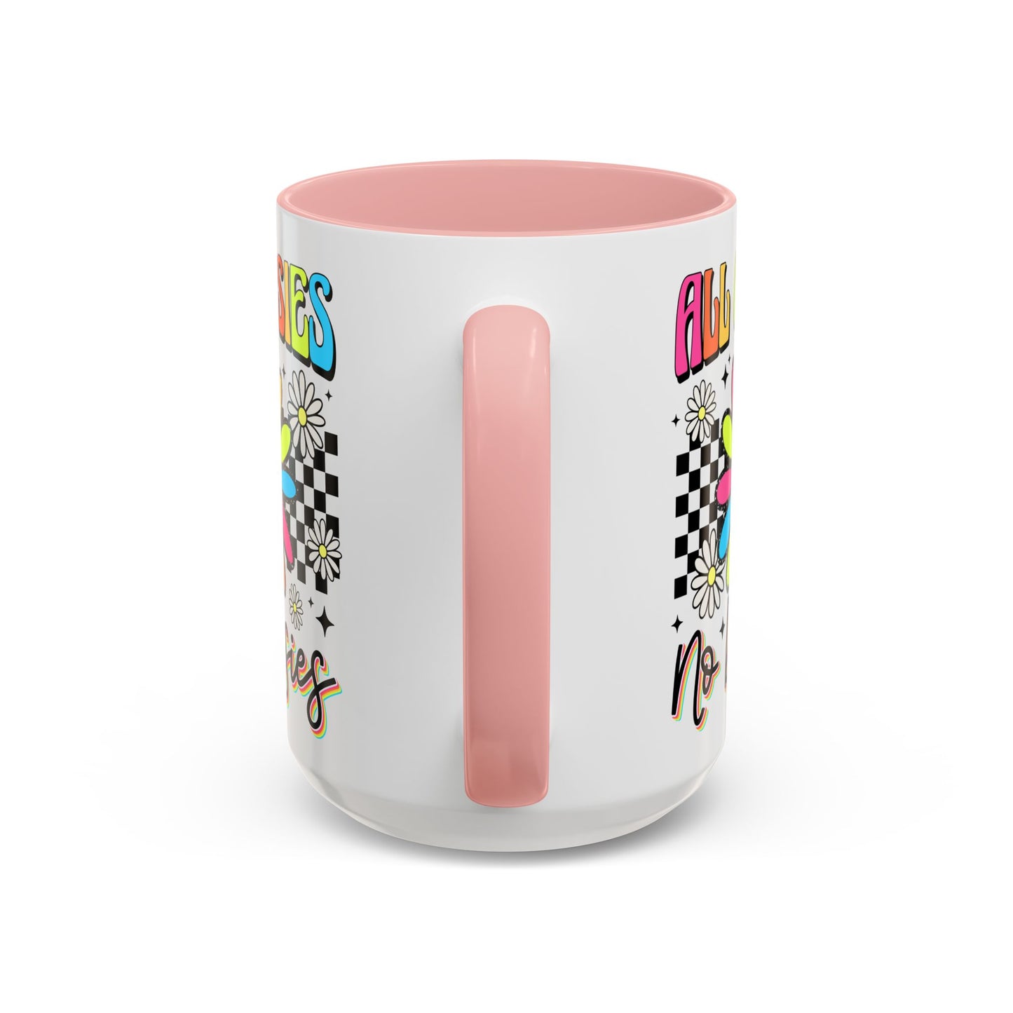 Colorful Flower Accent 15oz. Coffee Mug - 'All Oopsies, No Daisies'