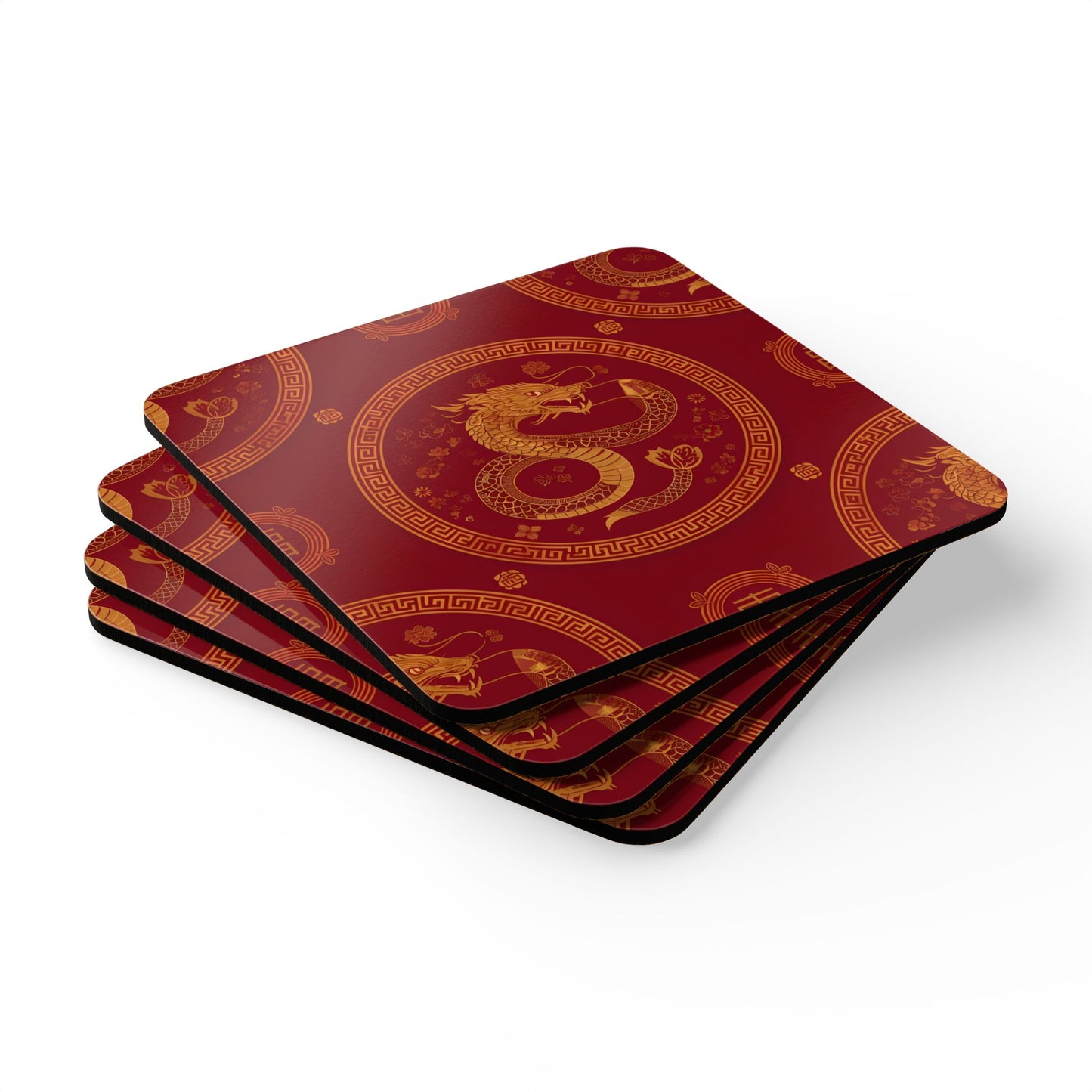Dragon Design Cork Coaster Set - Perfect for Chinese New Year Celebrations