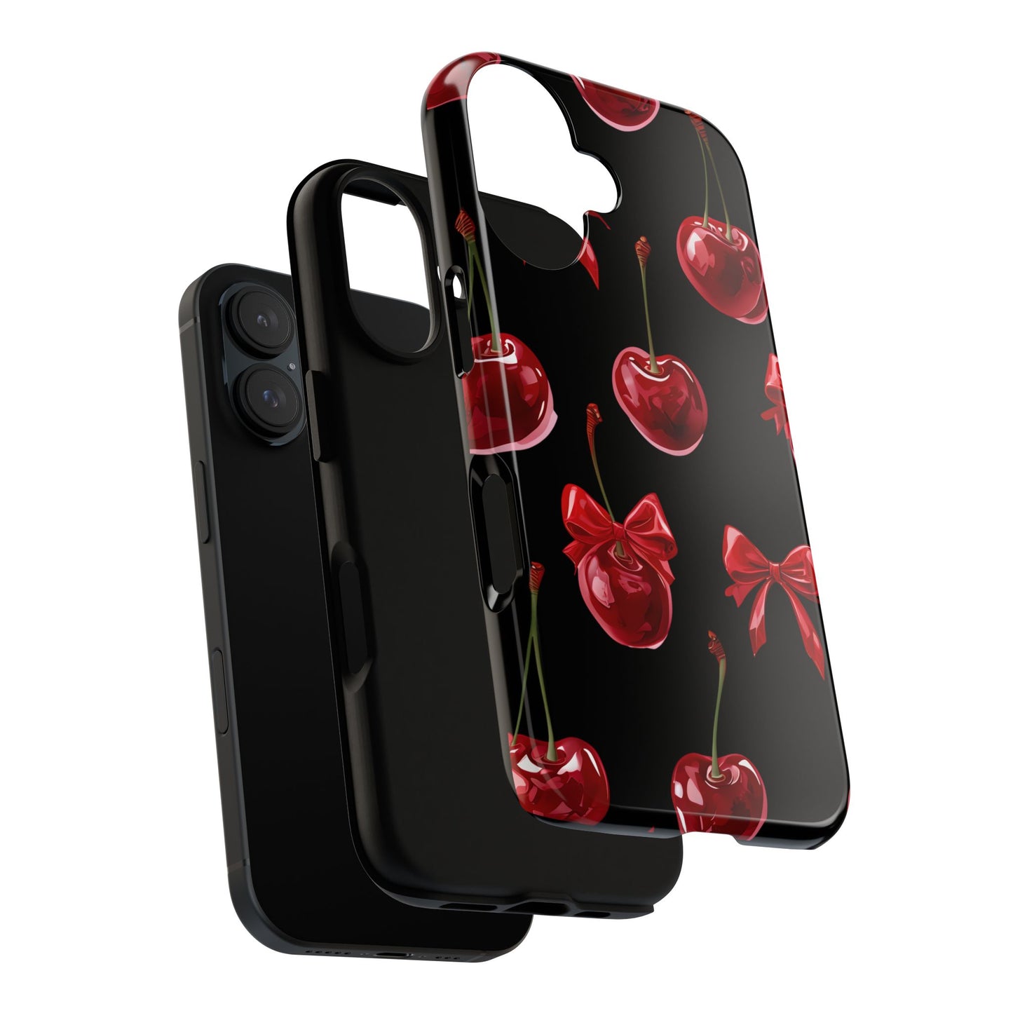 Coquette-Cherry Print Tough Phone Case - Stylish & Durable Protection