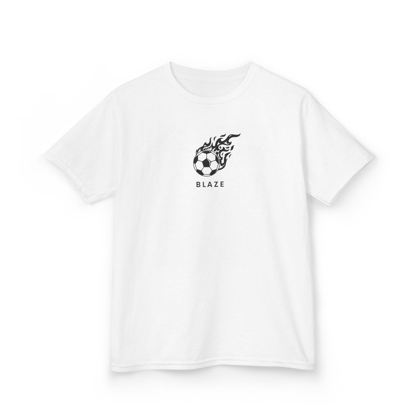 Kids Blaze Soccer Flame Graphic Tee - Customizable Name & Number