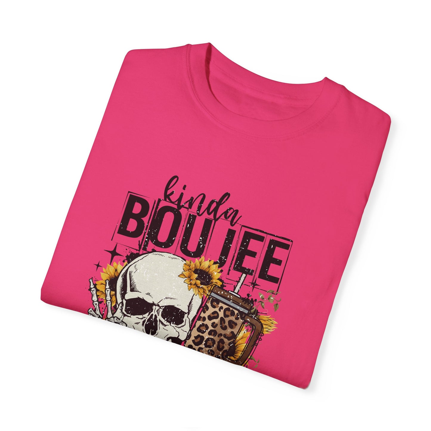 Kinda Boujee Kinda Broke Black Unisex Garment-Dyed T-shirt - Trendy Casual Wear for Cool Vibes