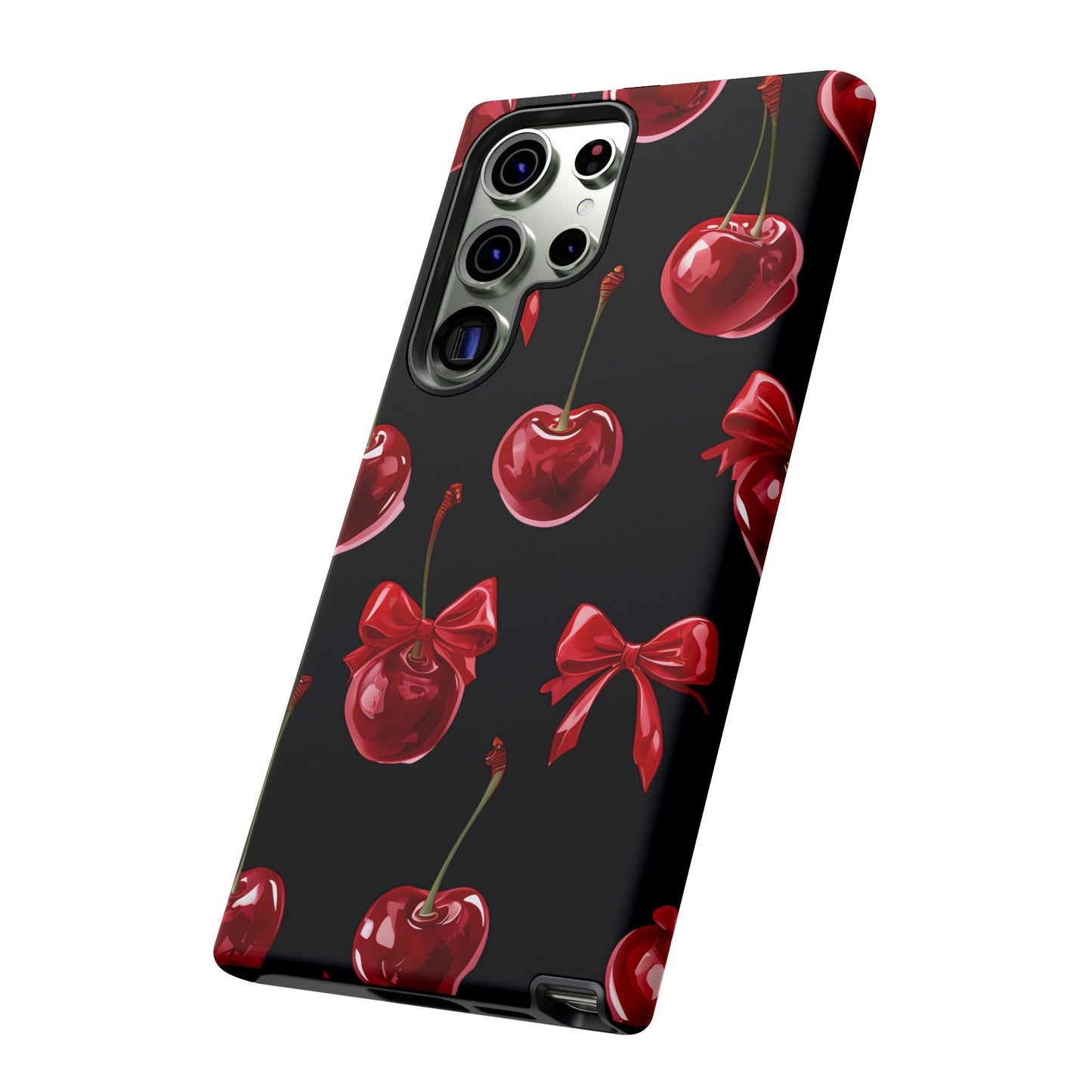 Coquette-Cherry Print Tough Phone Case - Stylish & Durable Protection