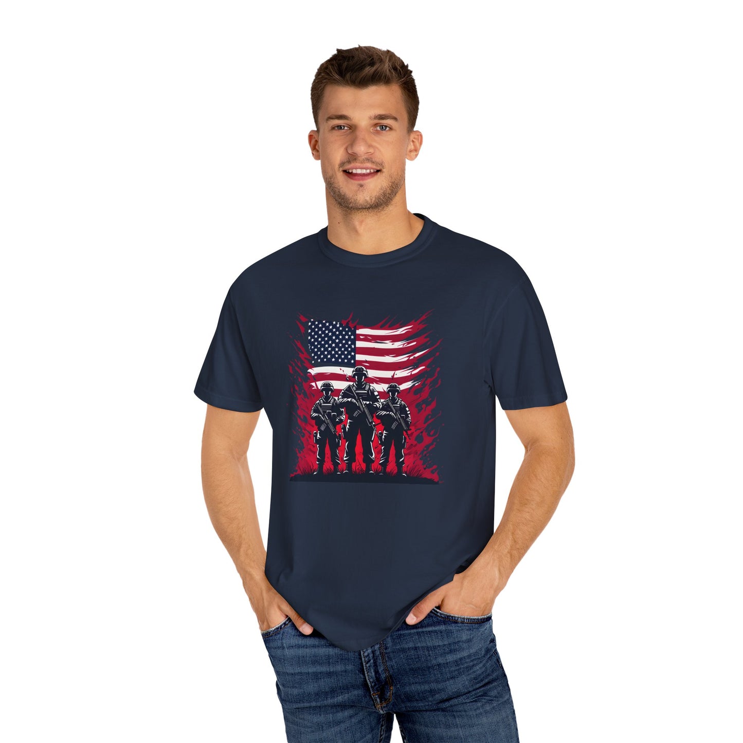 Patriotic Men’s Garment-Dyed T-Shirt | American Flag Design