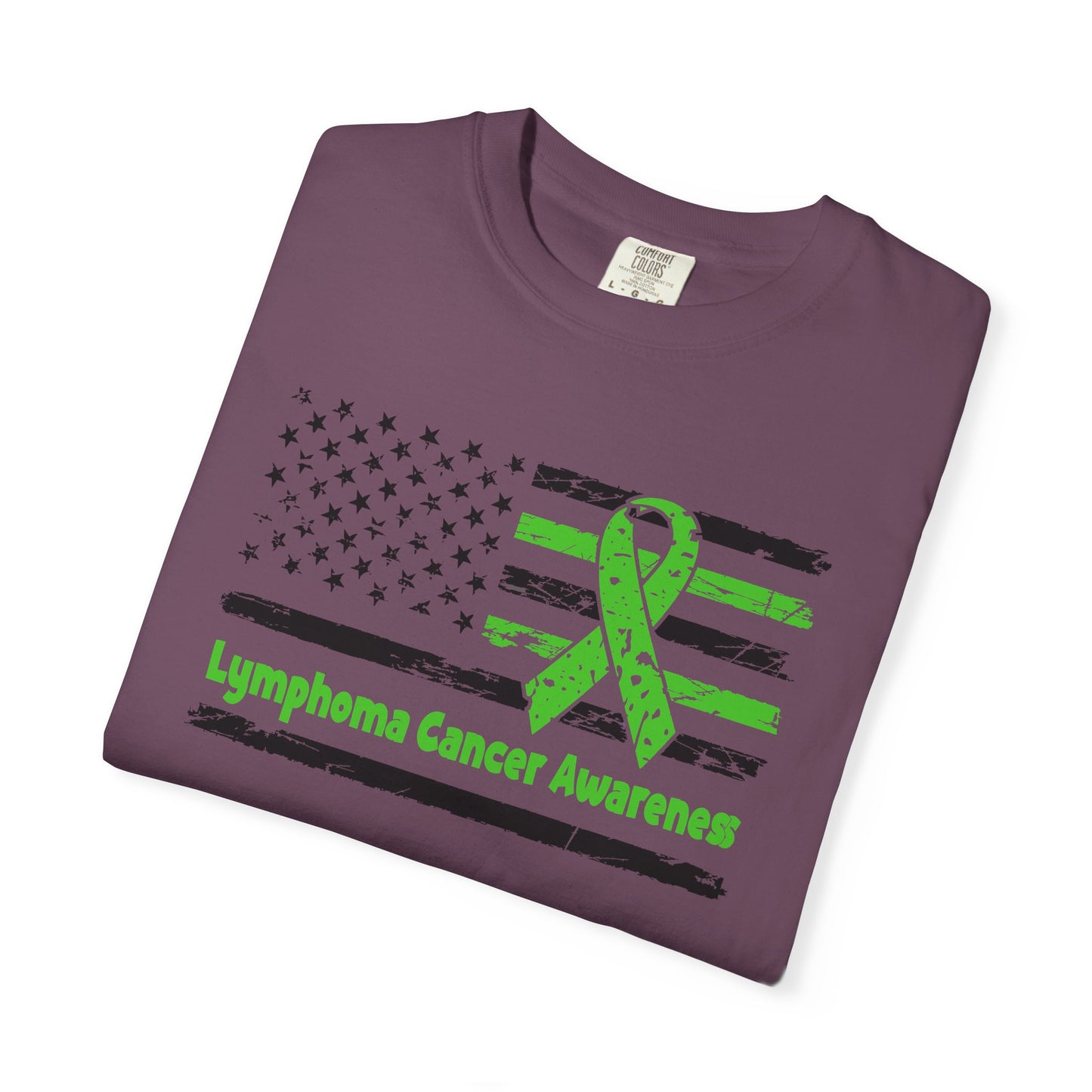 Lymphoma Awareness T-Shirt, Unisex Garment-Dyed Tee, Cancer Support Shirt, Green Ribbon Tee, Gift for Awareness Events