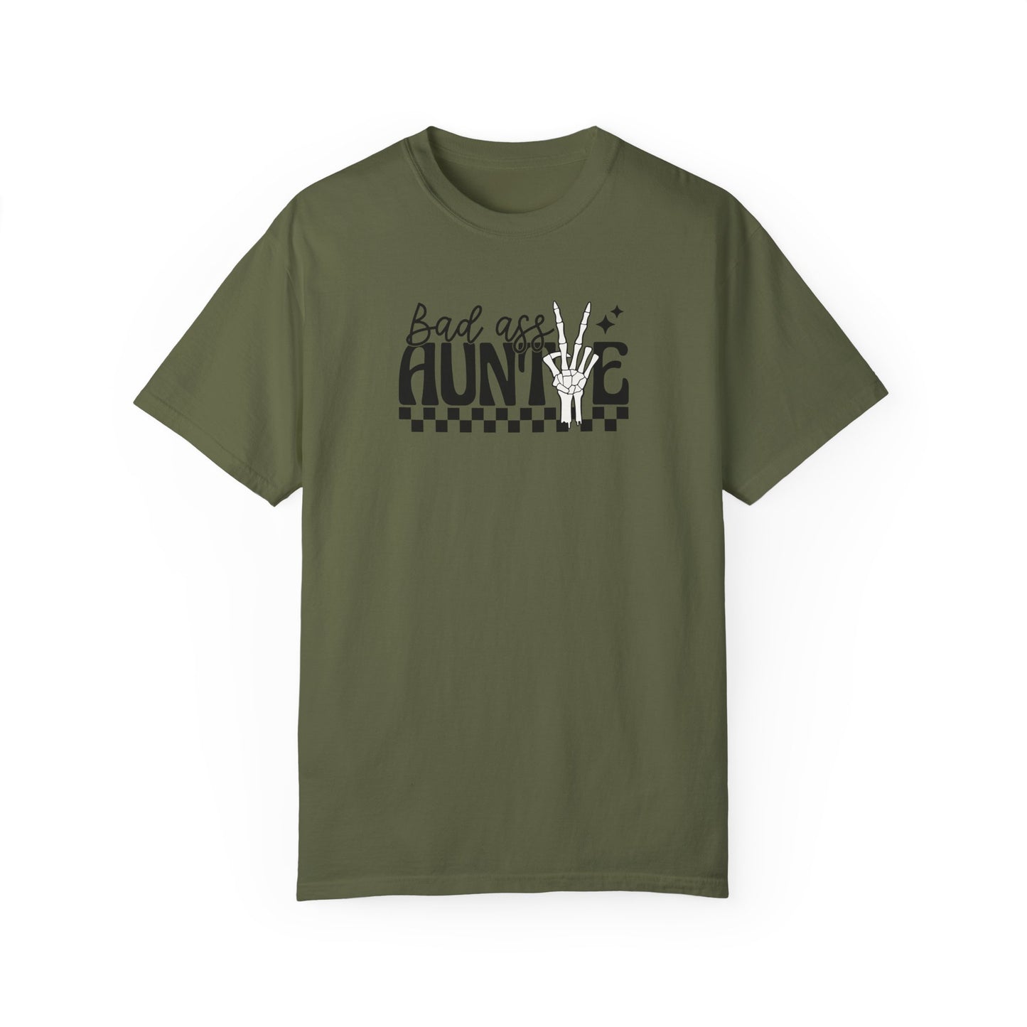 Bad Ass Auntie T-Shirt - Trendy Unisex Garment-Dyed Tee for Cool Aunts