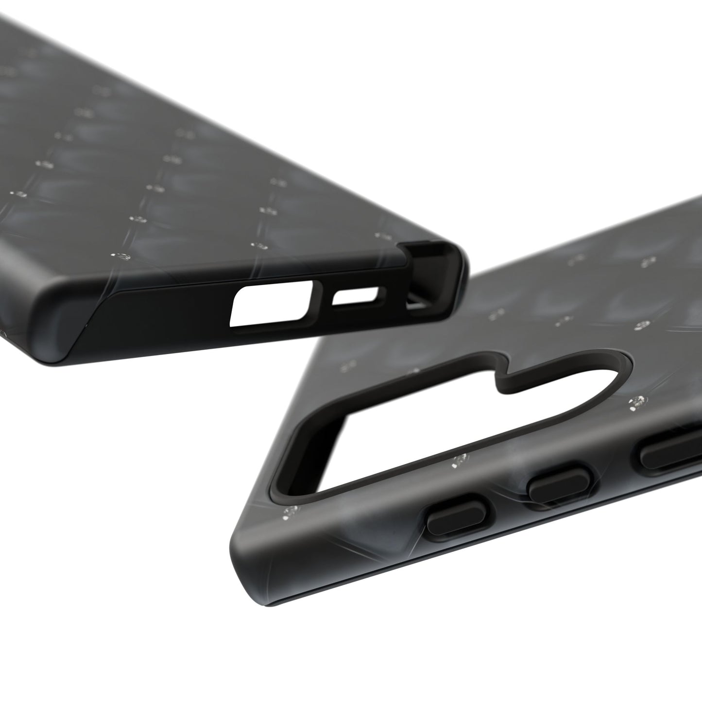 Stylish Tough Phone Case - Elegant Black Quilted Design