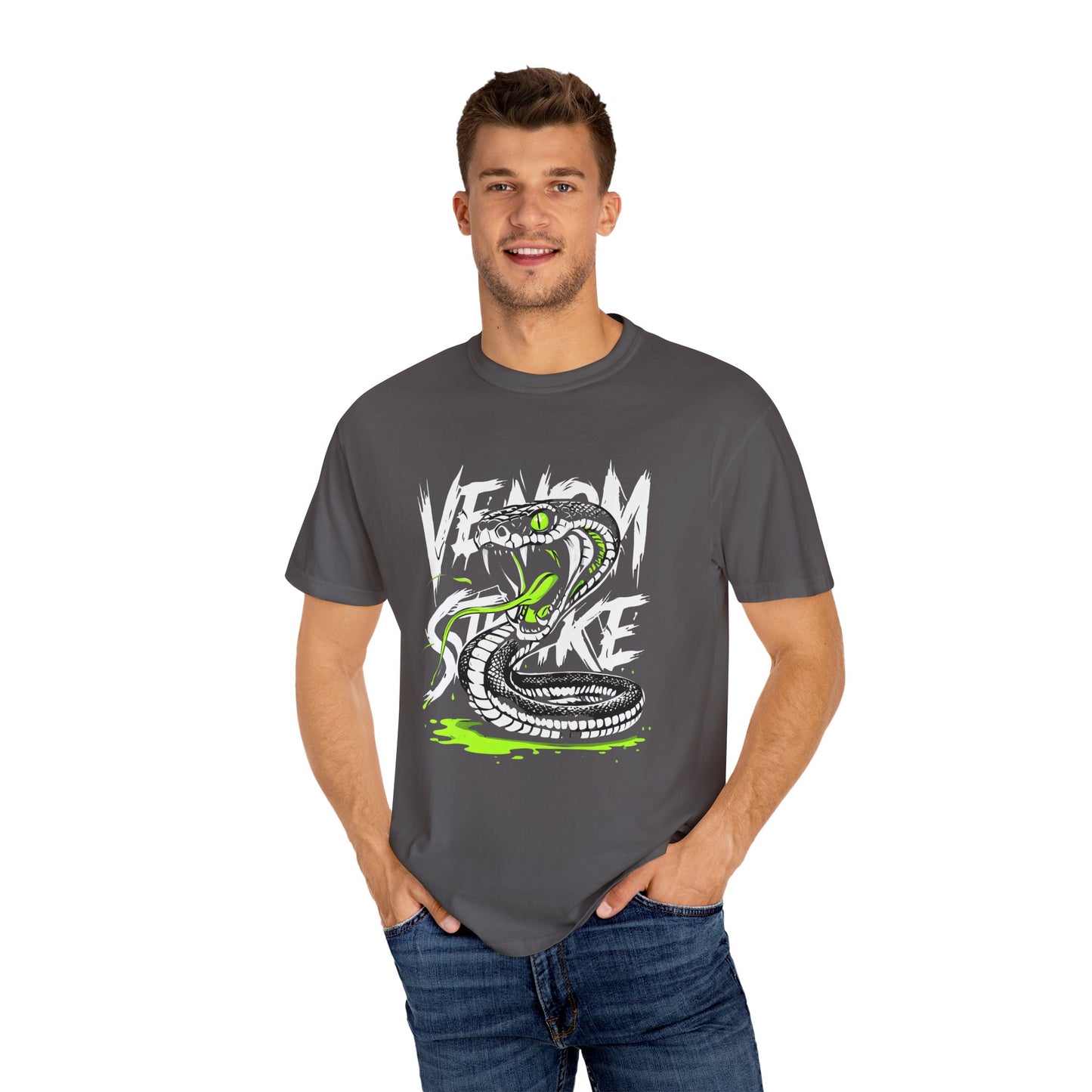 Venom Strike Unisex Garment-Dyed T-Shirt - Edgy Snake Graphic Tee