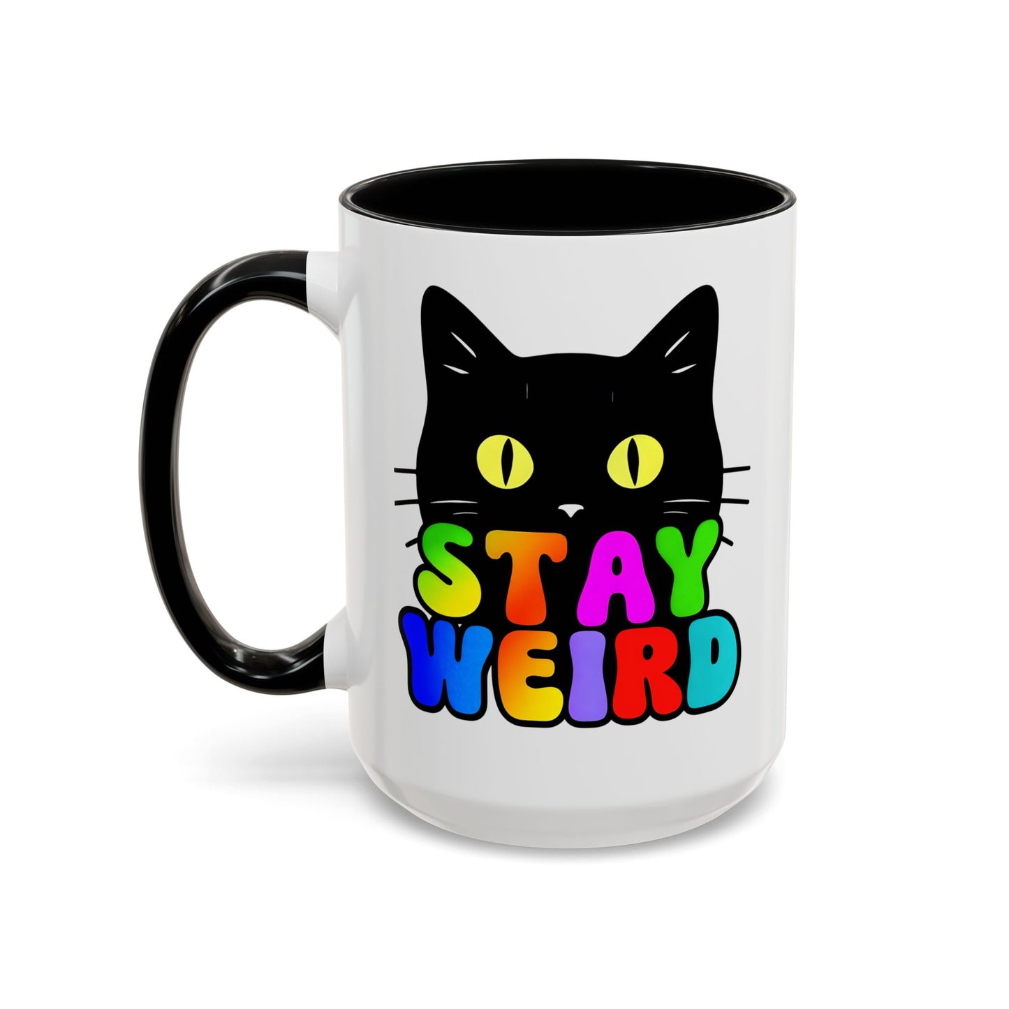 Stay Weird Cat Accent Coffee Mug | Fun Colorful Design for Cat Lovers