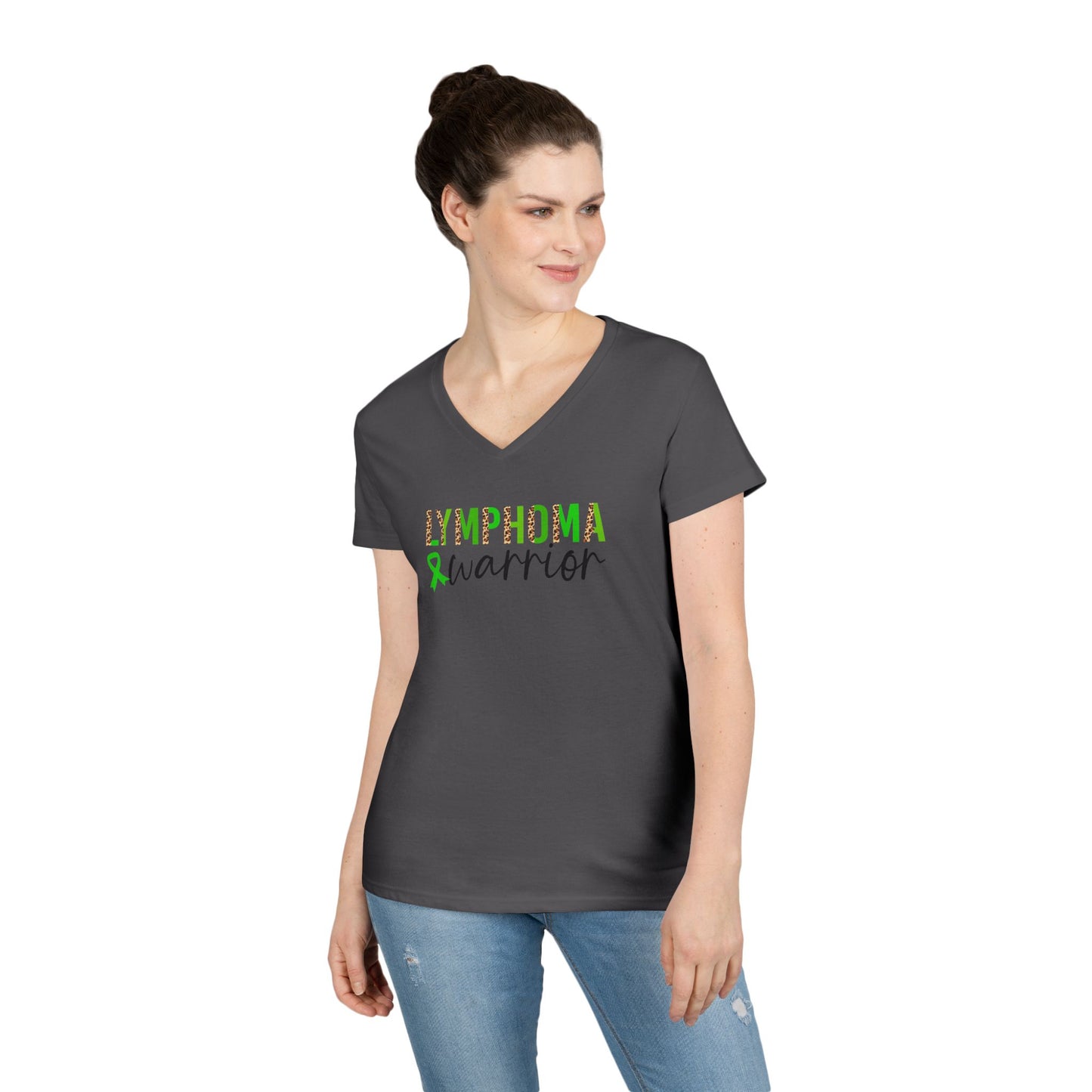 Lymphoma Warrior V-Neck T-Shirt, Cancer Awareness, Inspirational Shirt, Supportive Gift, Everyday Wear, Eco-friendly