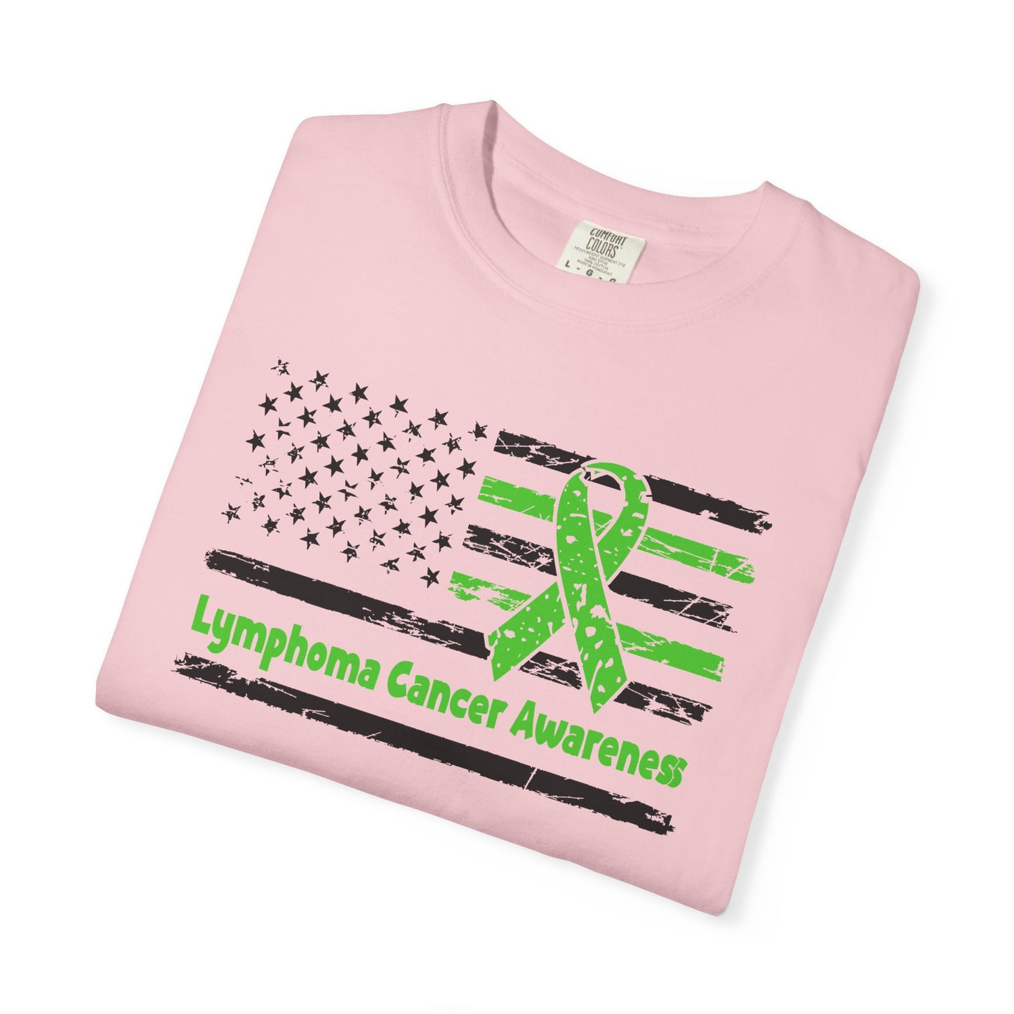 Lymphoma Awareness T-Shirt, Unisex Garment-Dyed Tee, Cancer Support Shirt, Green Ribbon Tee, Gift for Awareness Events