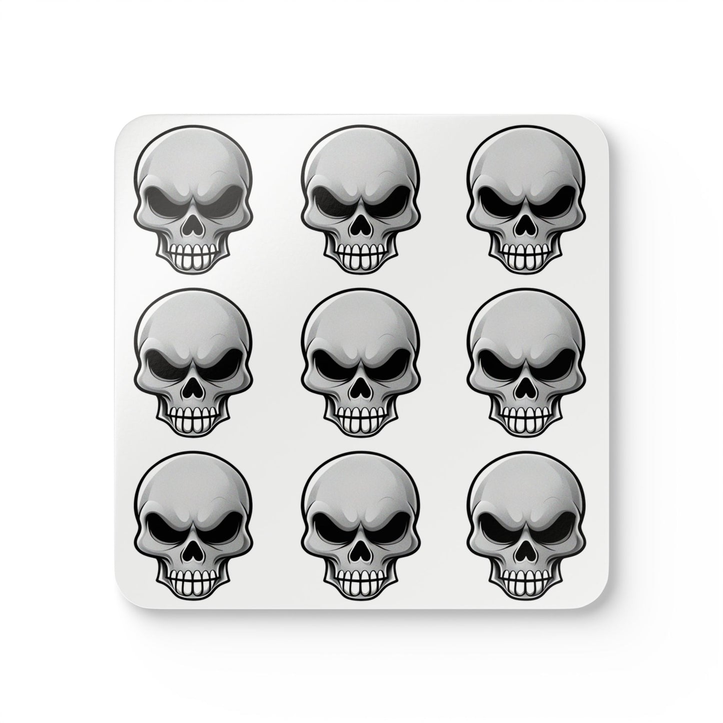 Skull Cork Coaster Set - Gothic Home Decor for Halloween and Parties